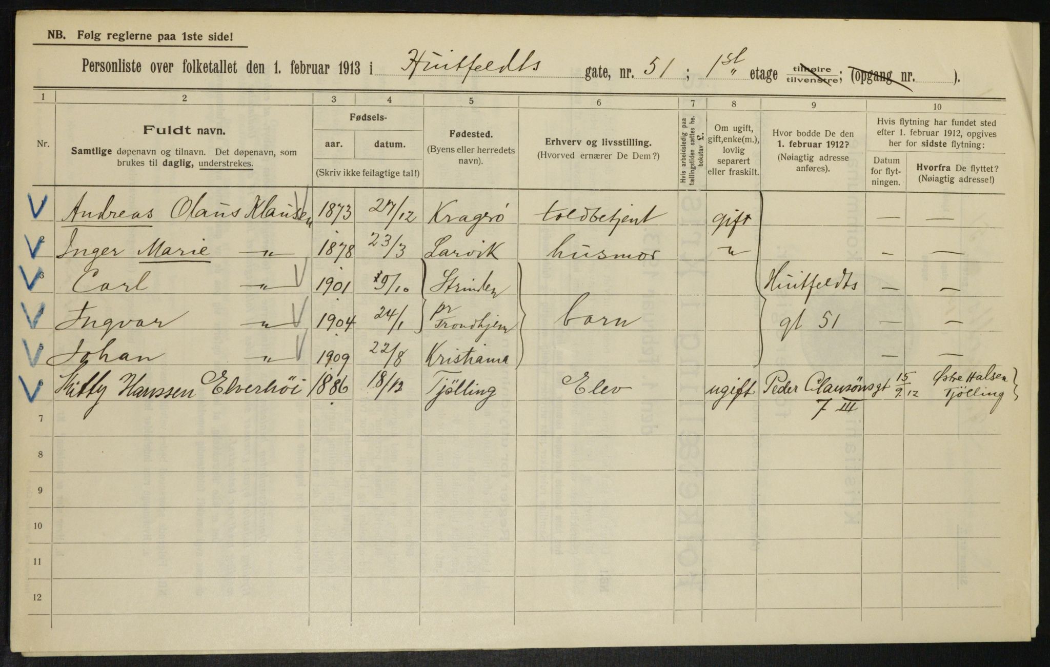 OBA, Municipal Census 1913 for Kristiania, 1913, p. 42044