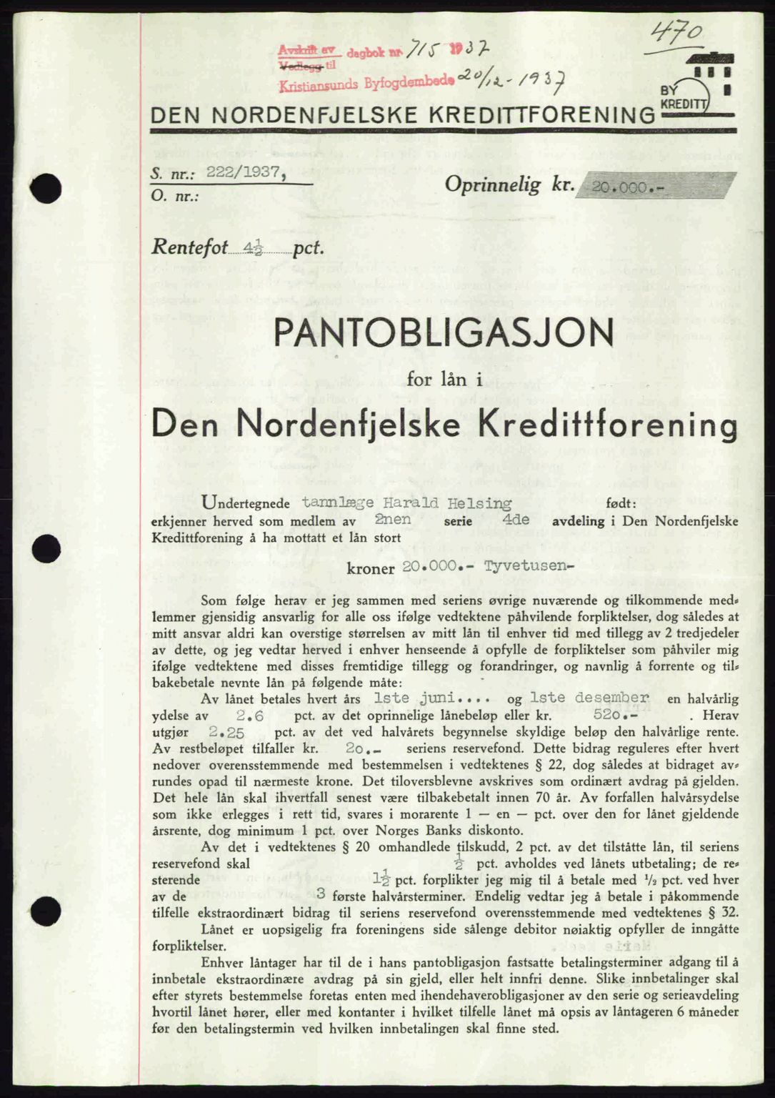 Kristiansund byfogd, AV/SAT-A-4587/A/27: Mortgage book no. 29, 1936-1937, Diary no: : 715/1937