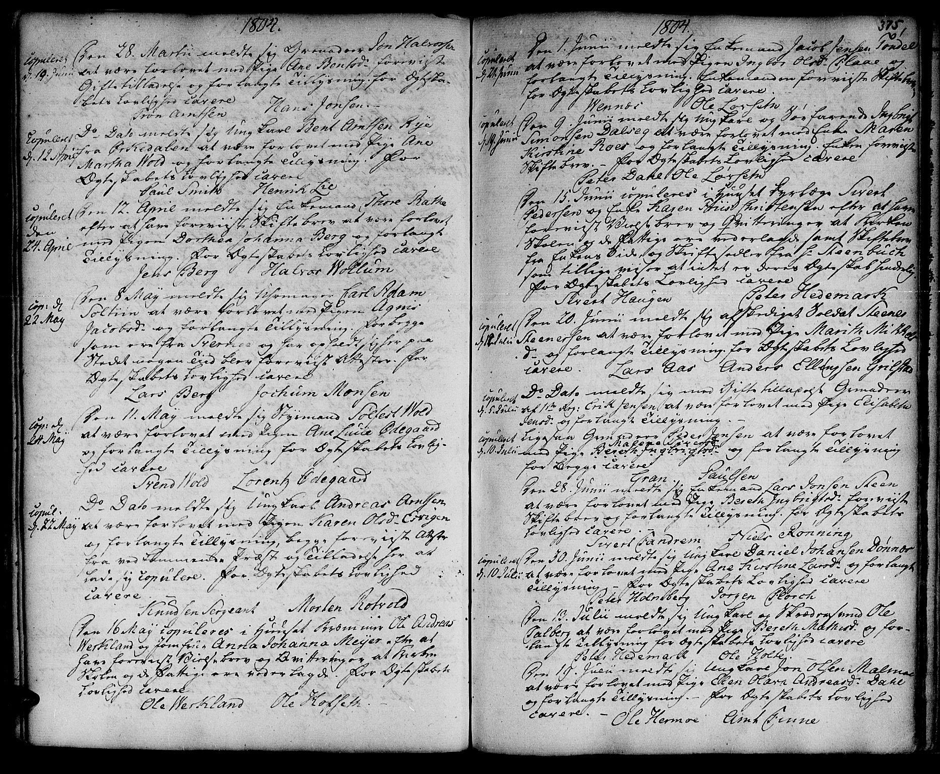Ministerialprotokoller, klokkerbøker og fødselsregistre - Sør-Trøndelag, SAT/A-1456/601/L0038: Parish register (official) no. 601A06, 1766-1877, p. 375