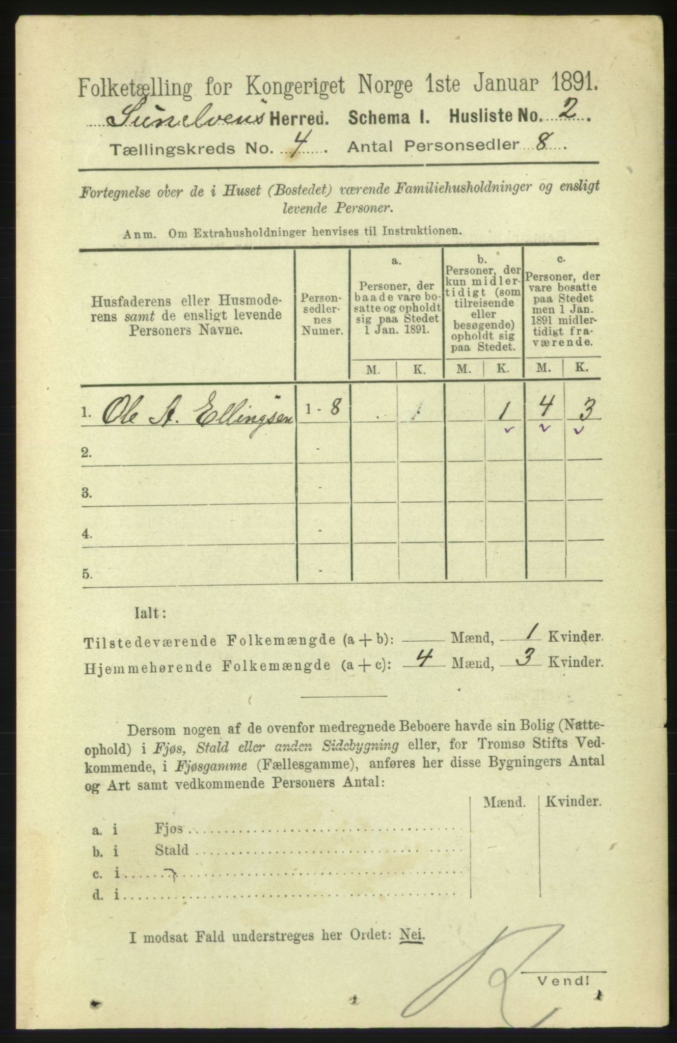 RA, 1891 census for 1523 Sunnylven, 1891, p. 839