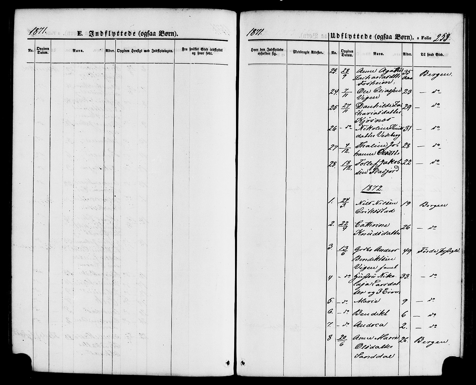 Jølster sokneprestembete, SAB/A-80701/H/Haa/Haaa/L0011: Parish register (official) no. A 11, 1866-1881, p. 253