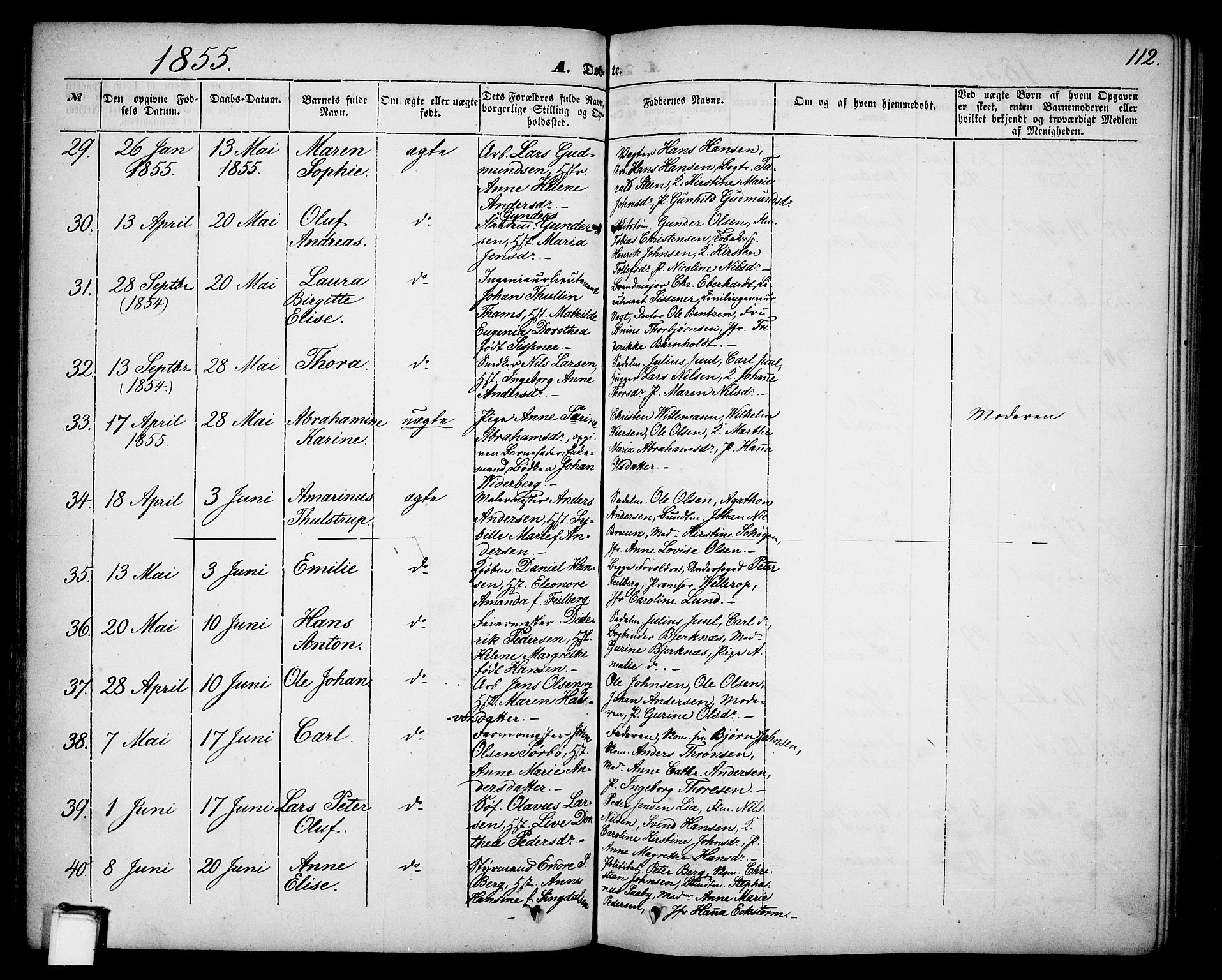 Skien kirkebøker, SAKO/A-302/G/Ga/L0004: Parish register (copy) no. 4, 1843-1867, p. 112