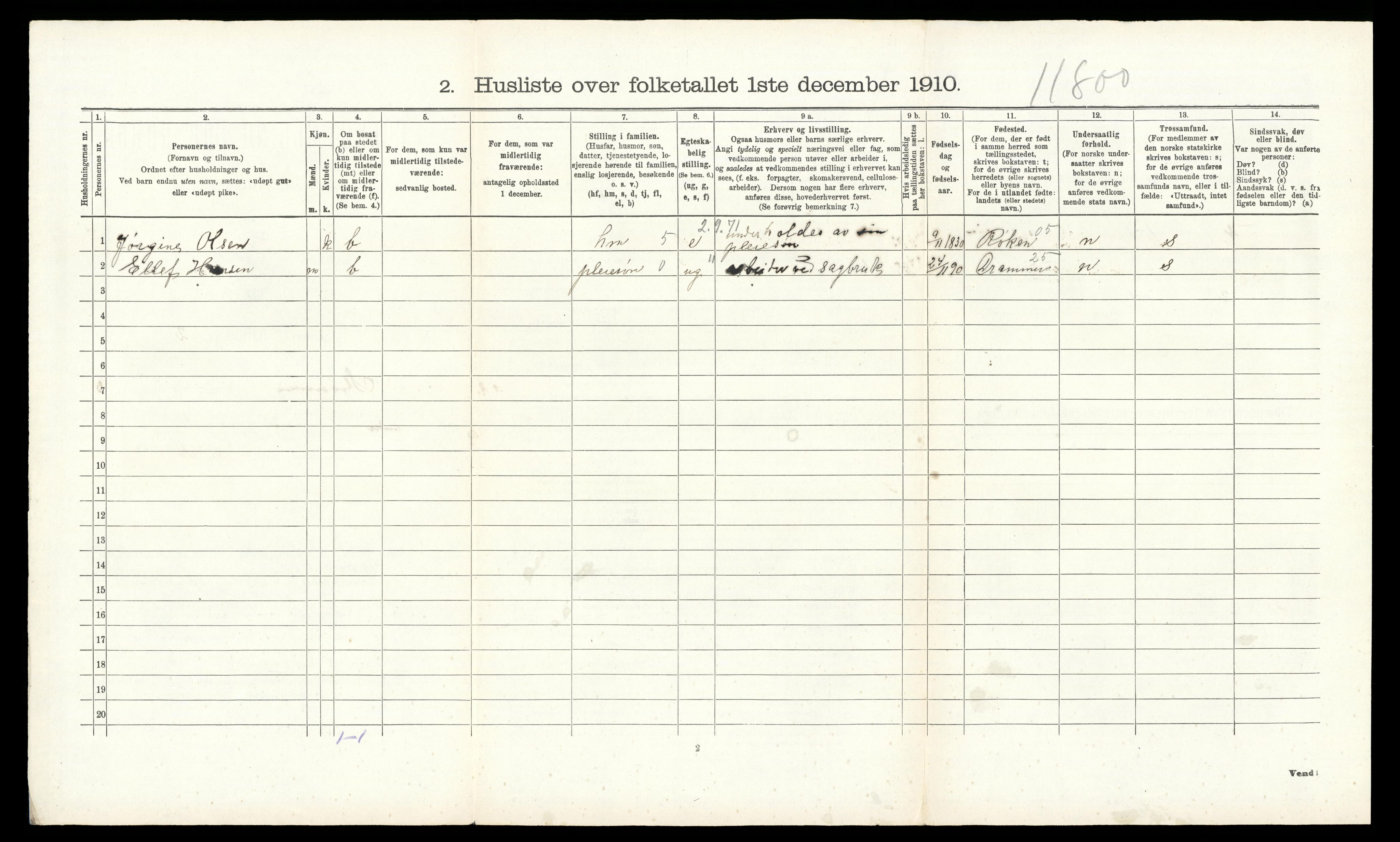 RA, 1910 census for Strømm, 1910, p. 375