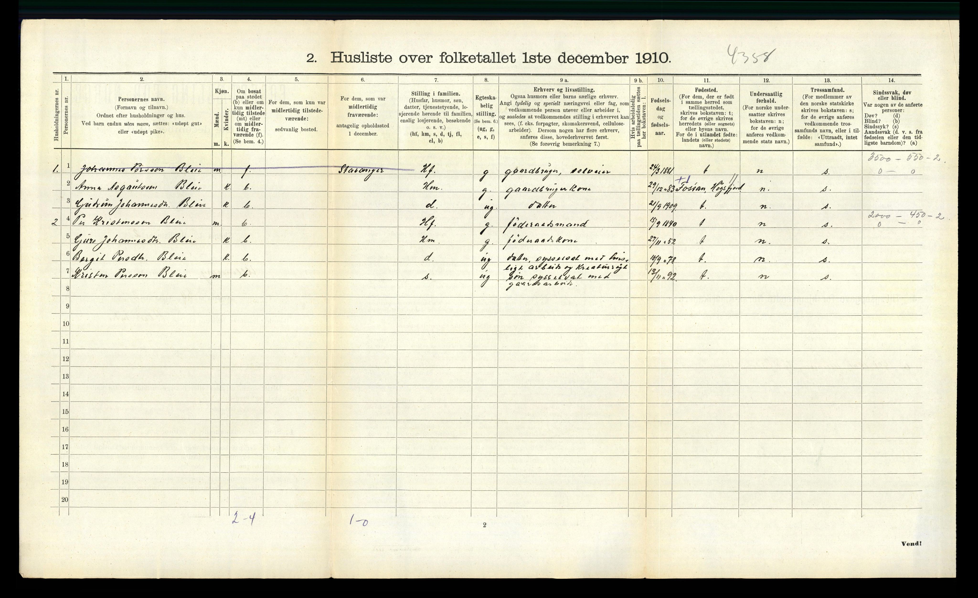 RA, 1910 census for Ullensvang, 1910, p. 966