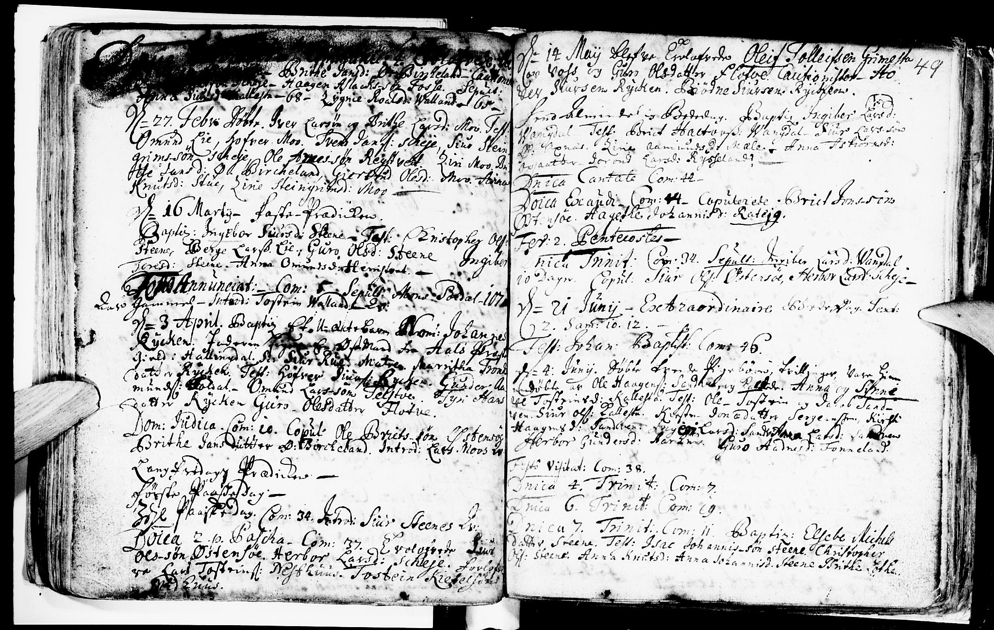 Kvam sokneprestembete, AV/SAB-A-76201/H/Haa: Parish register (official) no. A 2, 1696-1741, p. 49