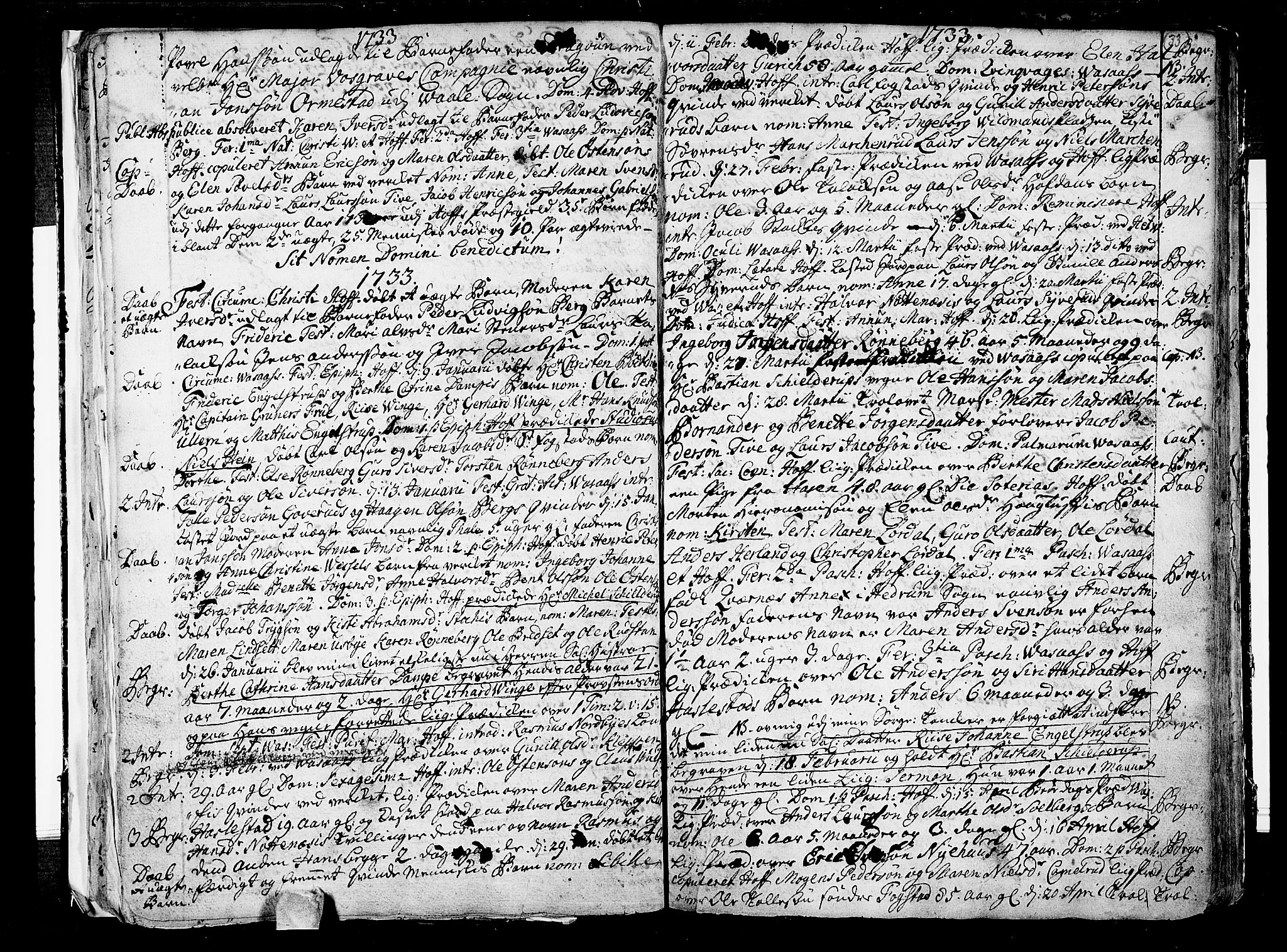 Hof kirkebøker, AV/SAKO-A-64/F/Fa/L0001: Parish register (official) no. I 1, 1704-1745, p. 33