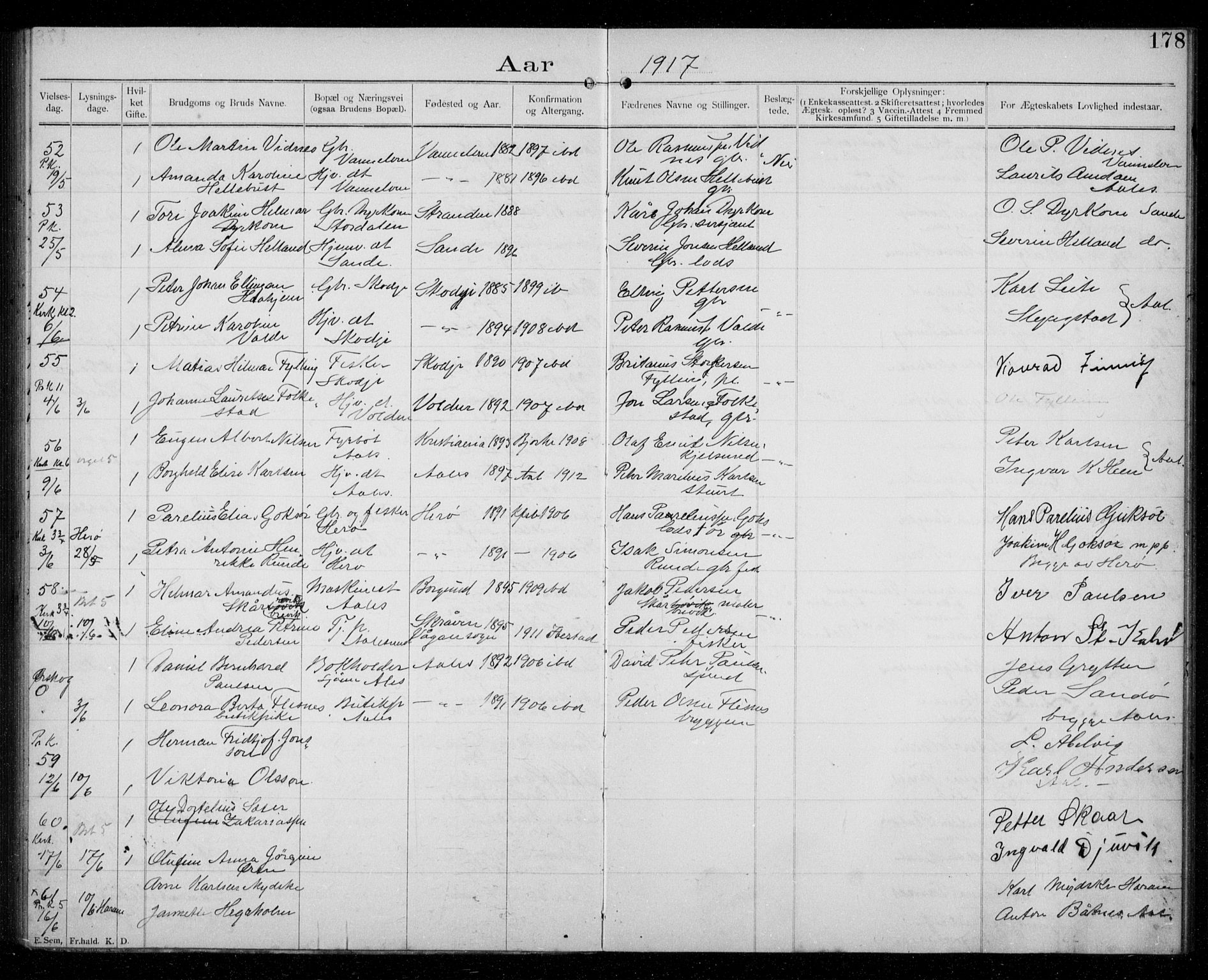 Ministerialprotokoller, klokkerbøker og fødselsregistre - Møre og Romsdal, AV/SAT-A-1454/529/L0458: Banns register no. 529A08, 1901-1918, p. 178