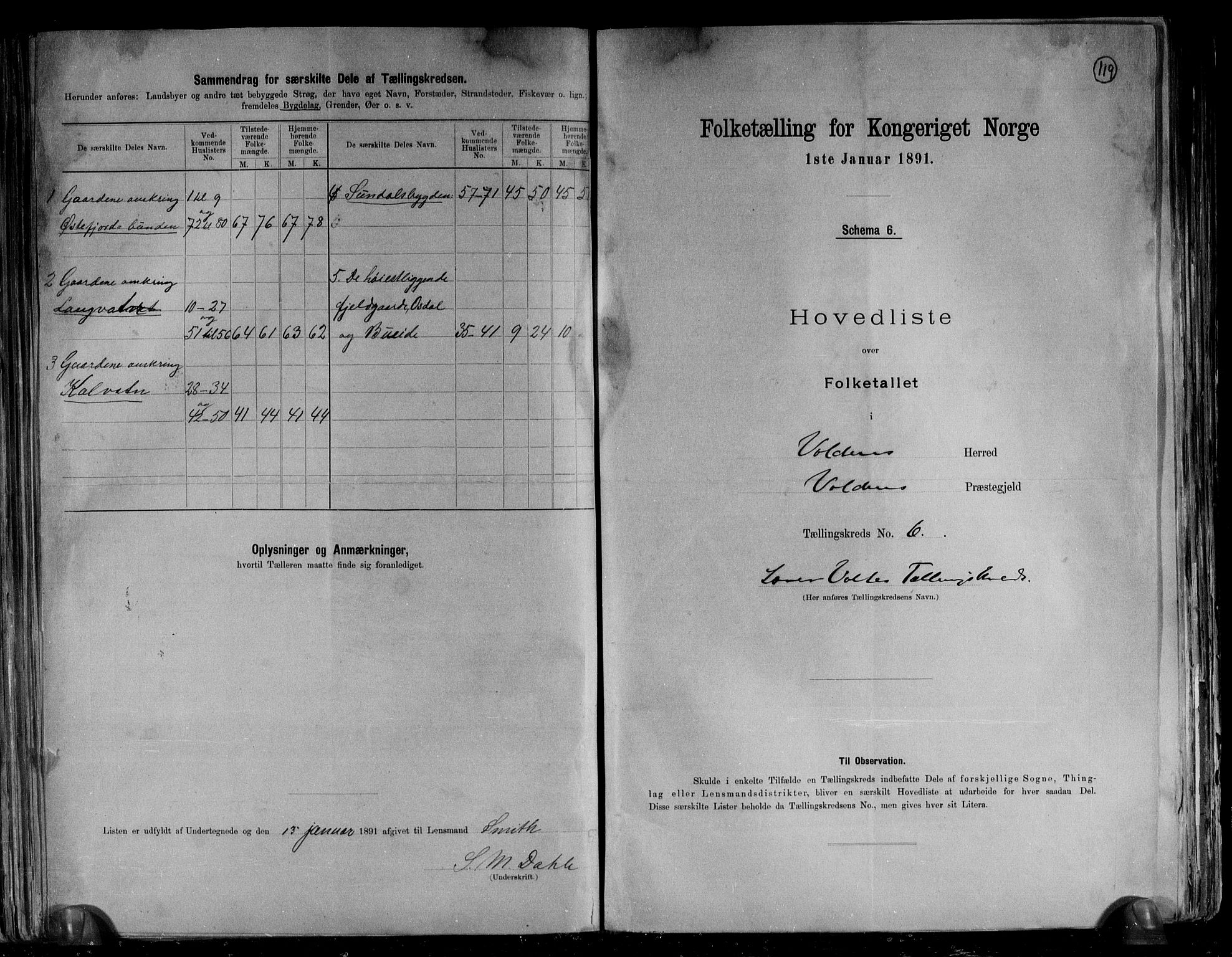 RA, 1891 census for 1519 Volda, 1891, p. 17