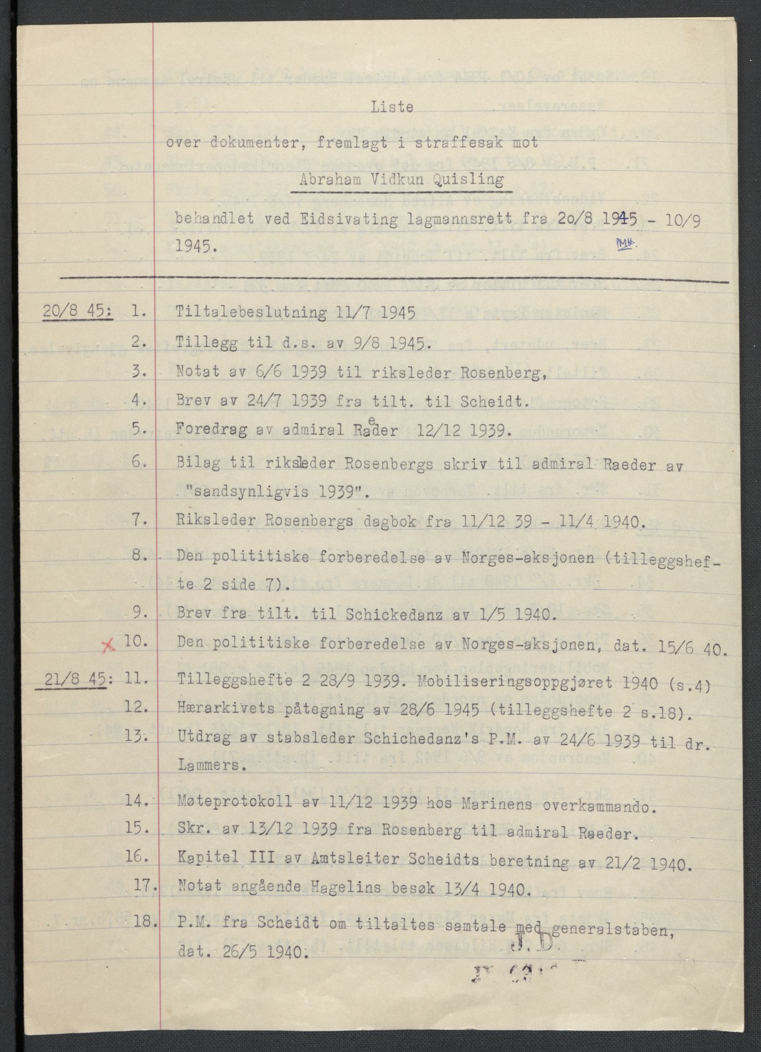 Landssvikarkivet, Oslo politikammer, AV/RA-S-3138-01/D/Da/L0003: Dnr. 29, 1945, p. 1435