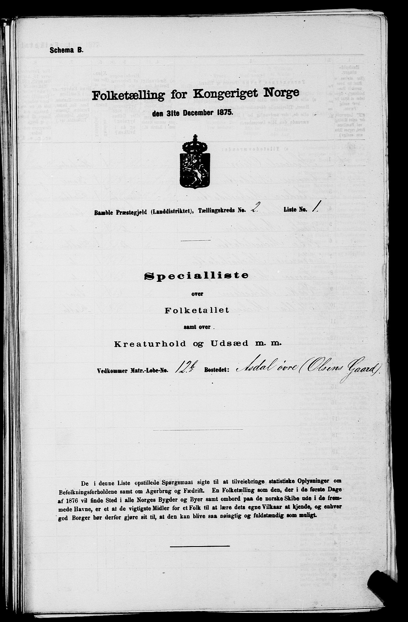 SAKO, 1875 census for 0814L Bamble/Bamble, 1875, p. 265