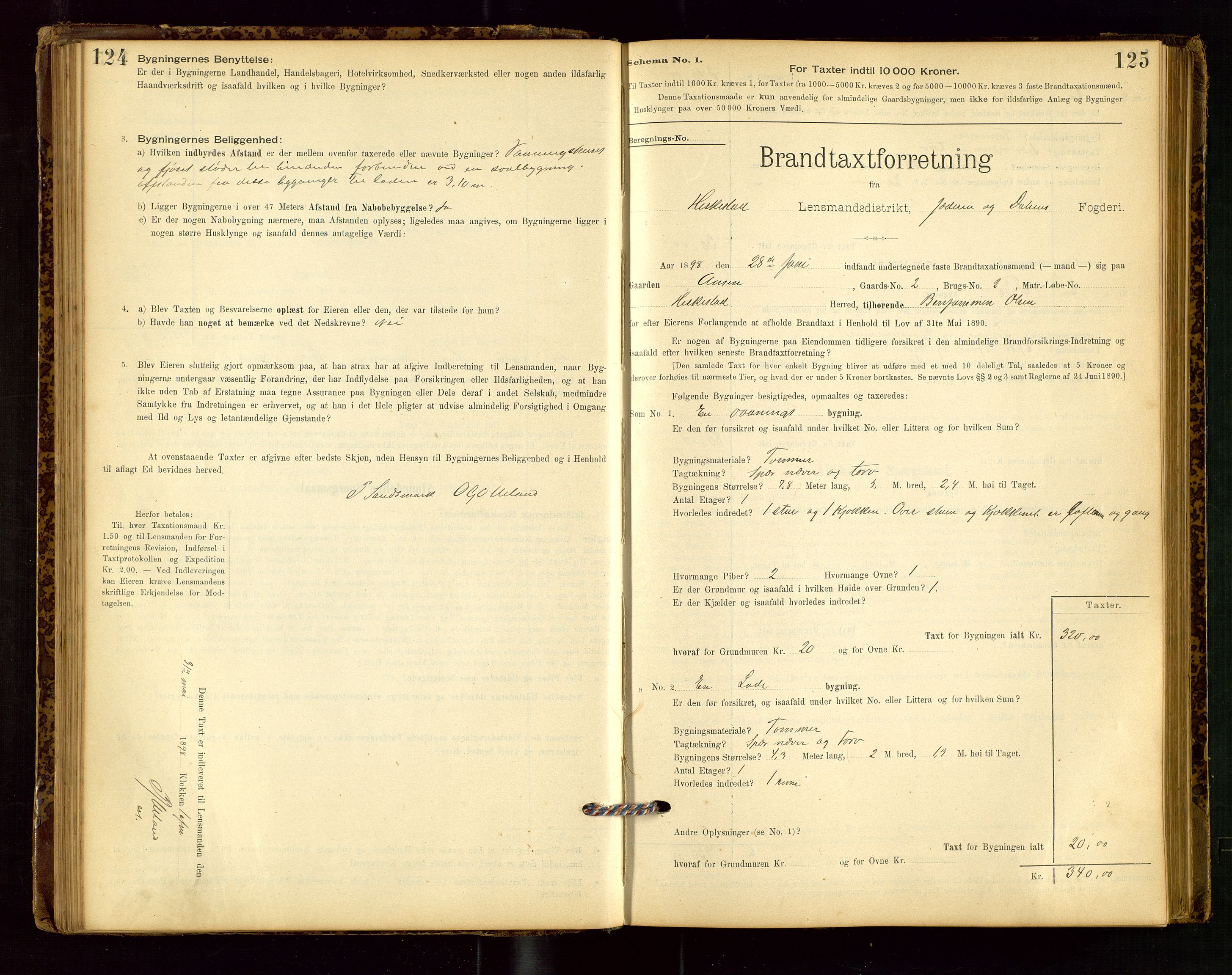Heskestad lensmannskontor, SAST/A-100304/Gob/L0001: "Brandtaxationsprotokol", 1894-1915, p. 124-125