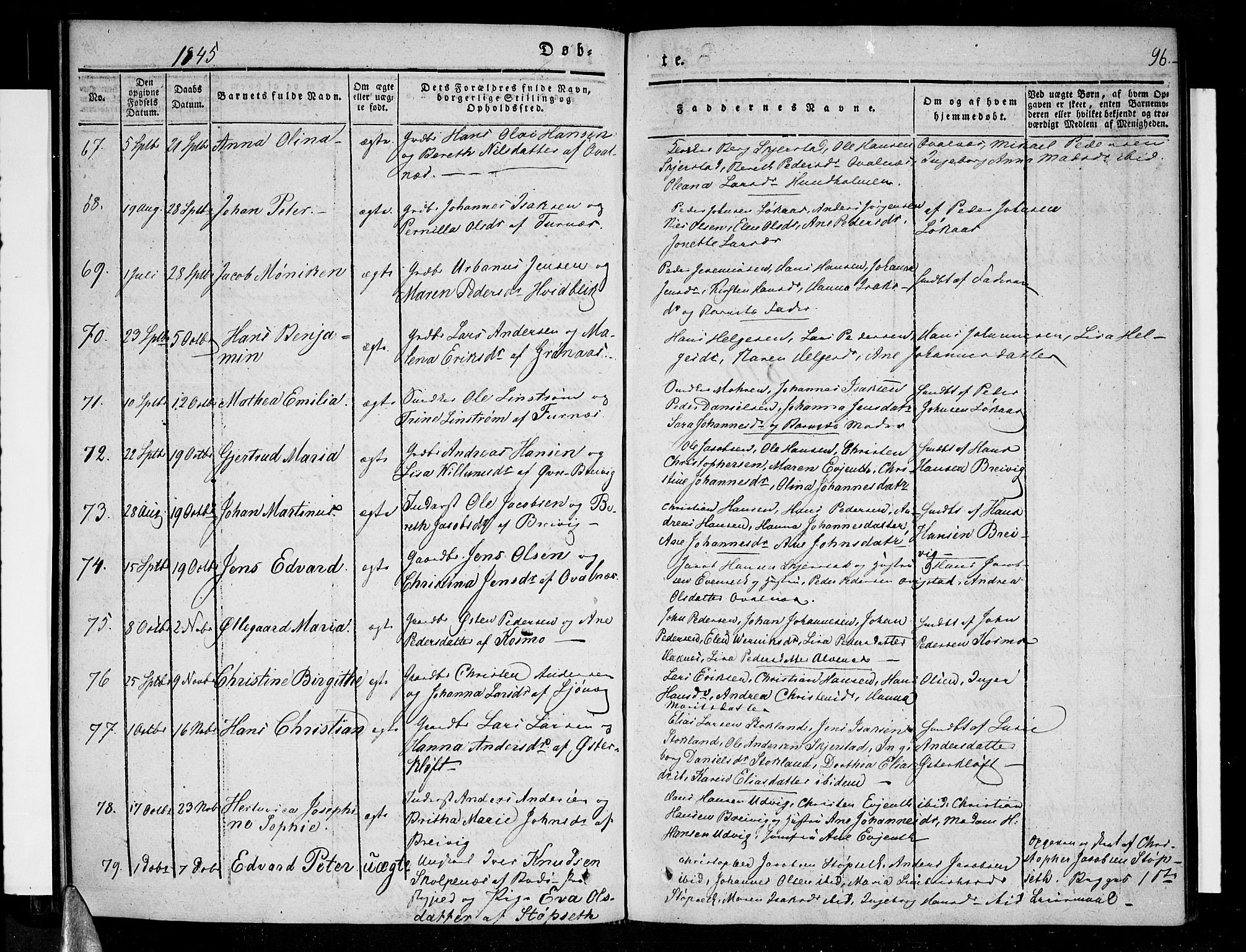 Ministerialprotokoller, klokkerbøker og fødselsregistre - Nordland, AV/SAT-A-1459/852/L0737: Parish register (official) no. 852A07, 1833-1849, p. 96