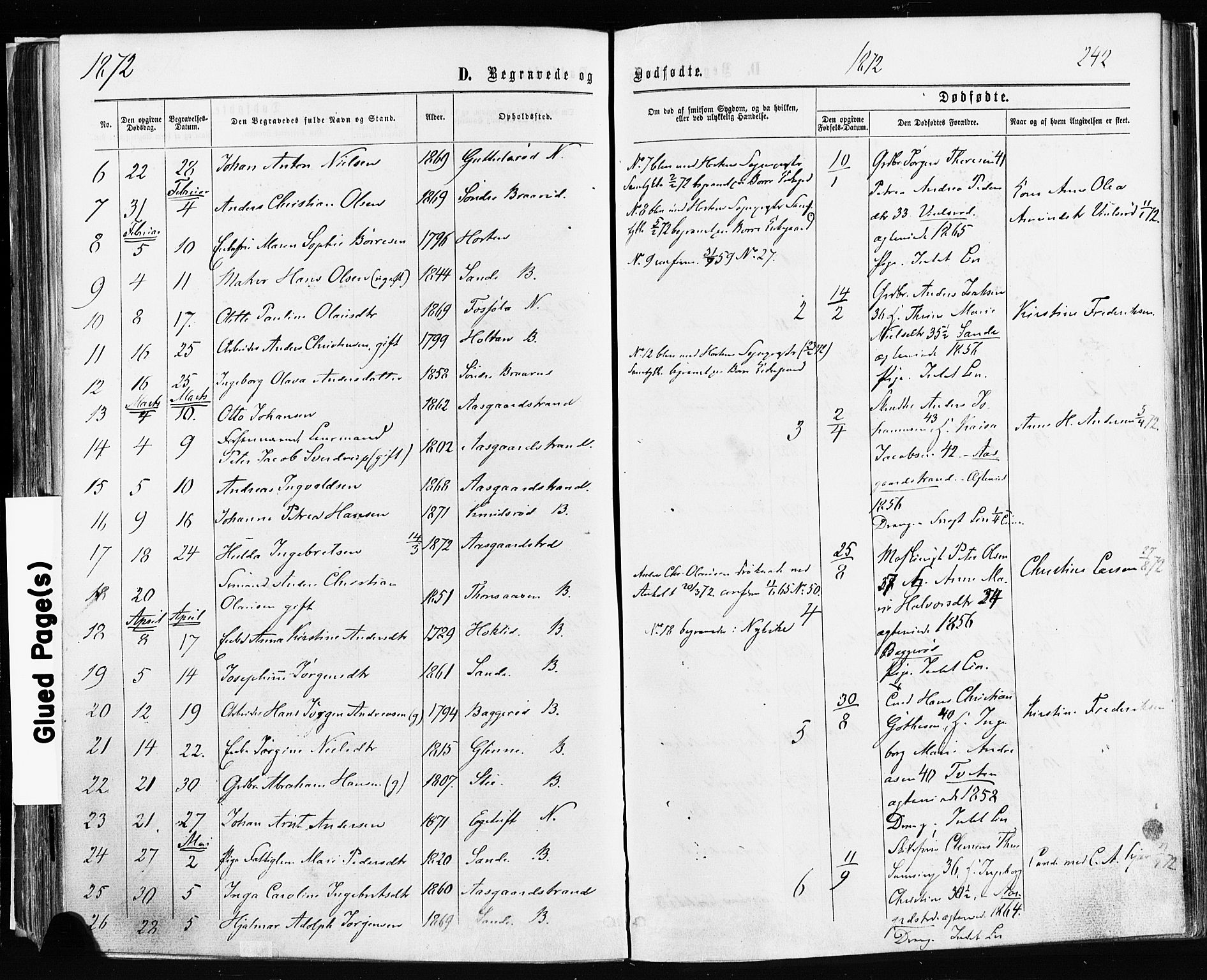 Borre kirkebøker, AV/SAKO-A-338/F/Fa/L0008: Parish register (official) no. I 8, 1868-1877, p. 242