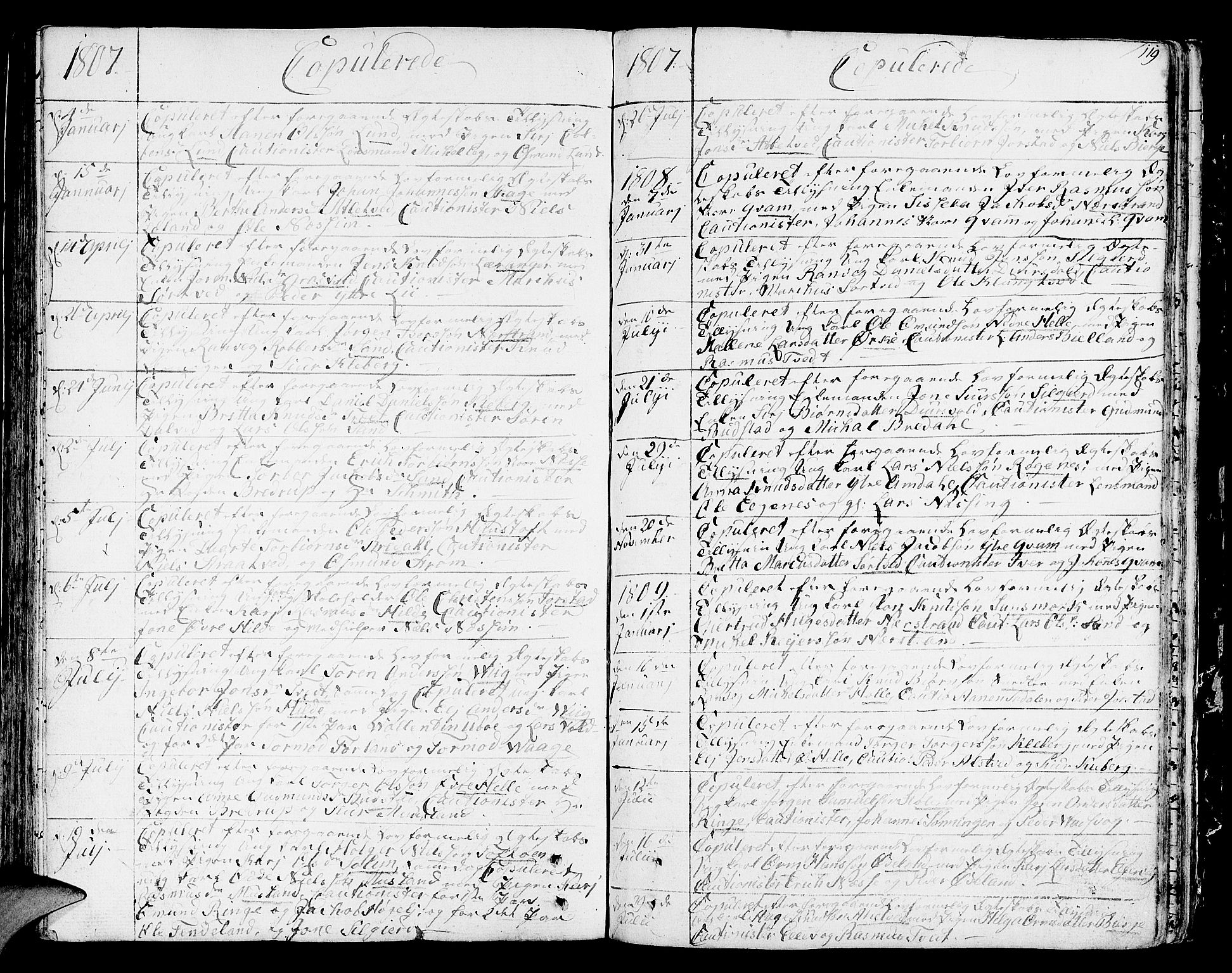Nedstrand sokneprestkontor, SAST/A-101841/01/IV: Parish register (official) no. A 5, 1795-1816, p. 119
