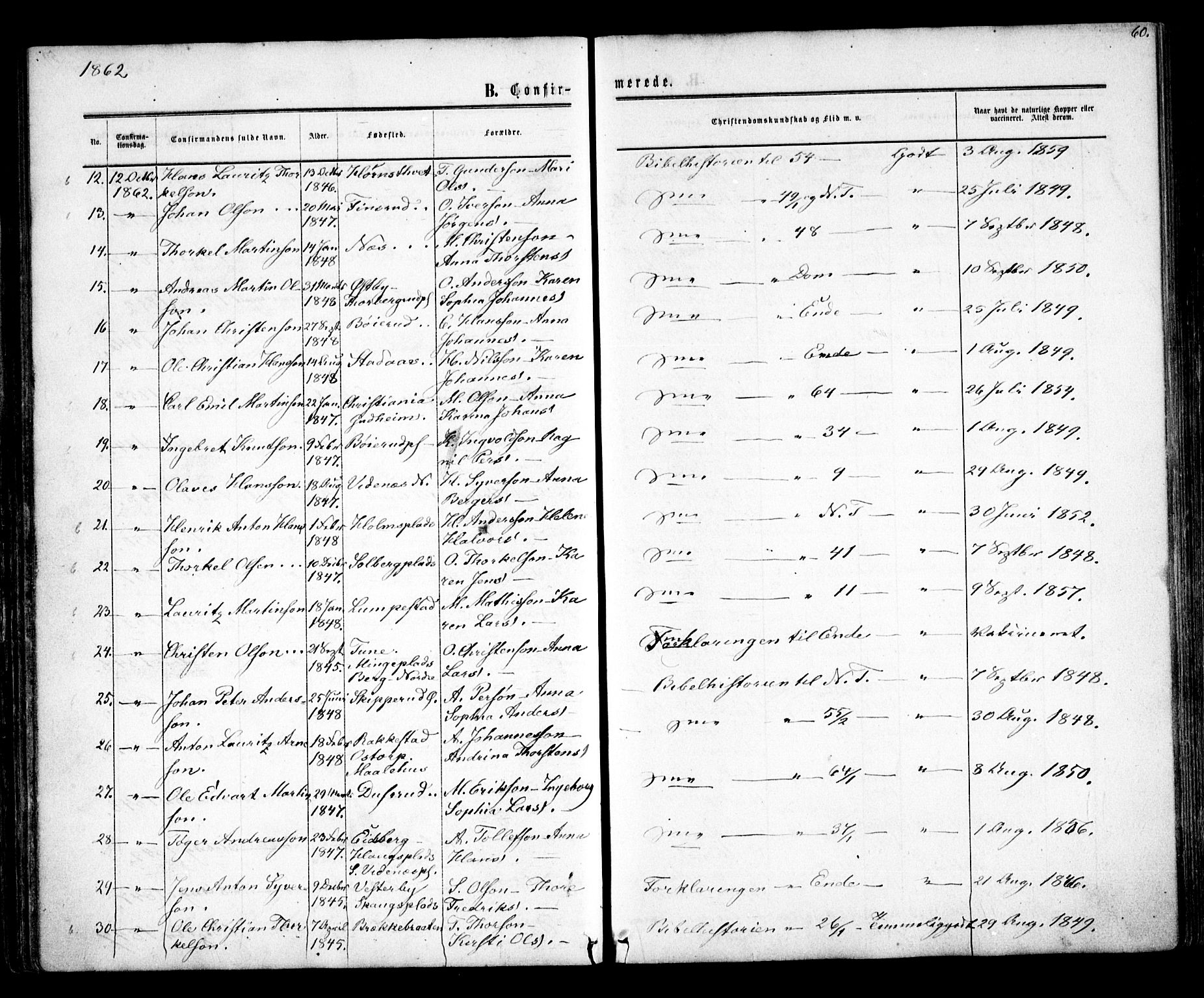 Skiptvet prestekontor Kirkebøker, SAO/A-20009/F/Fa/L0007: Parish register (official) no. 7, 1861-1866, p. 60