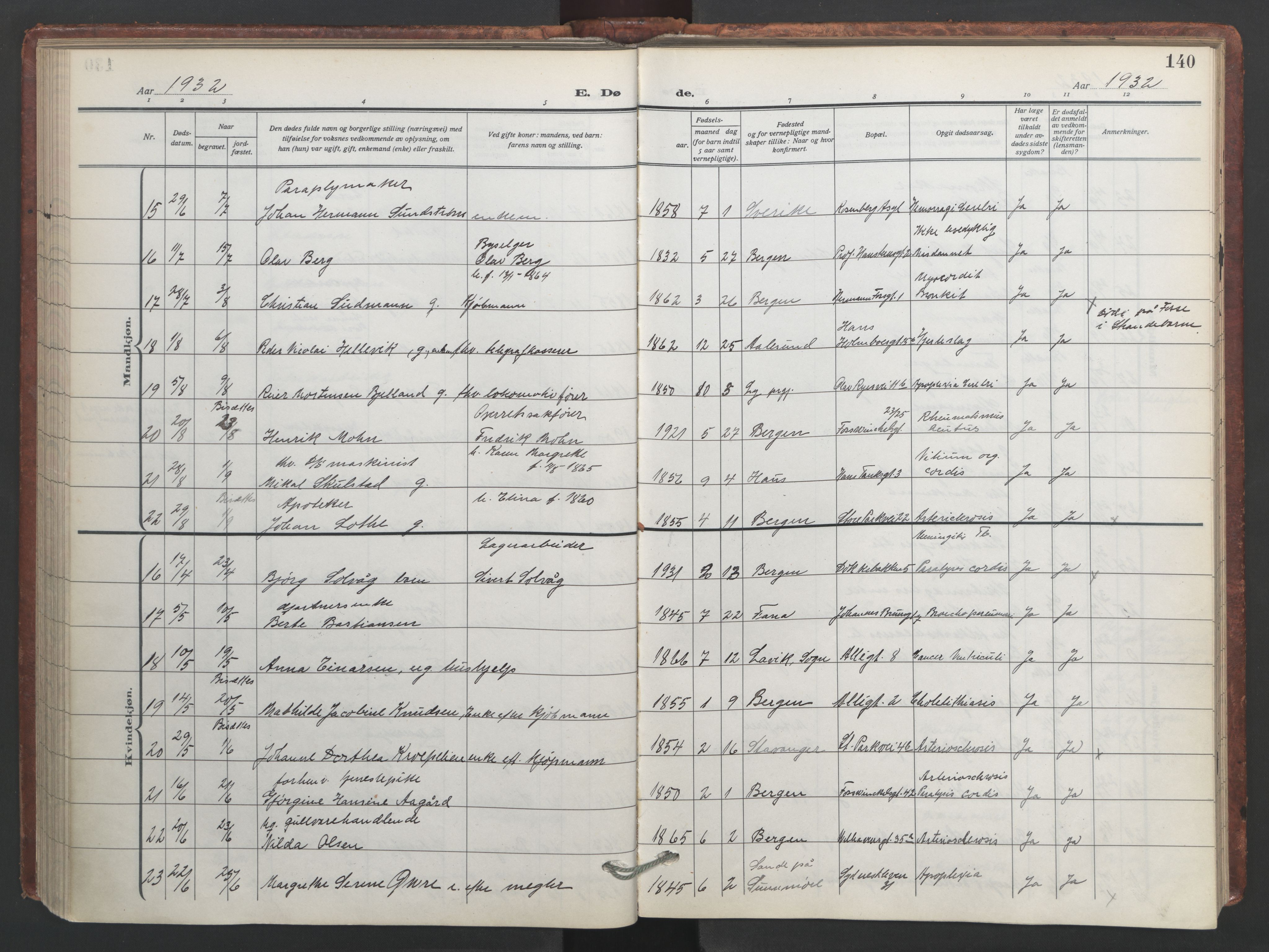 Johanneskirken sokneprestembete, SAB/A-76001/H/Hab: Parish register (copy) no. D 2, 1916-1950, p. 139b-140a