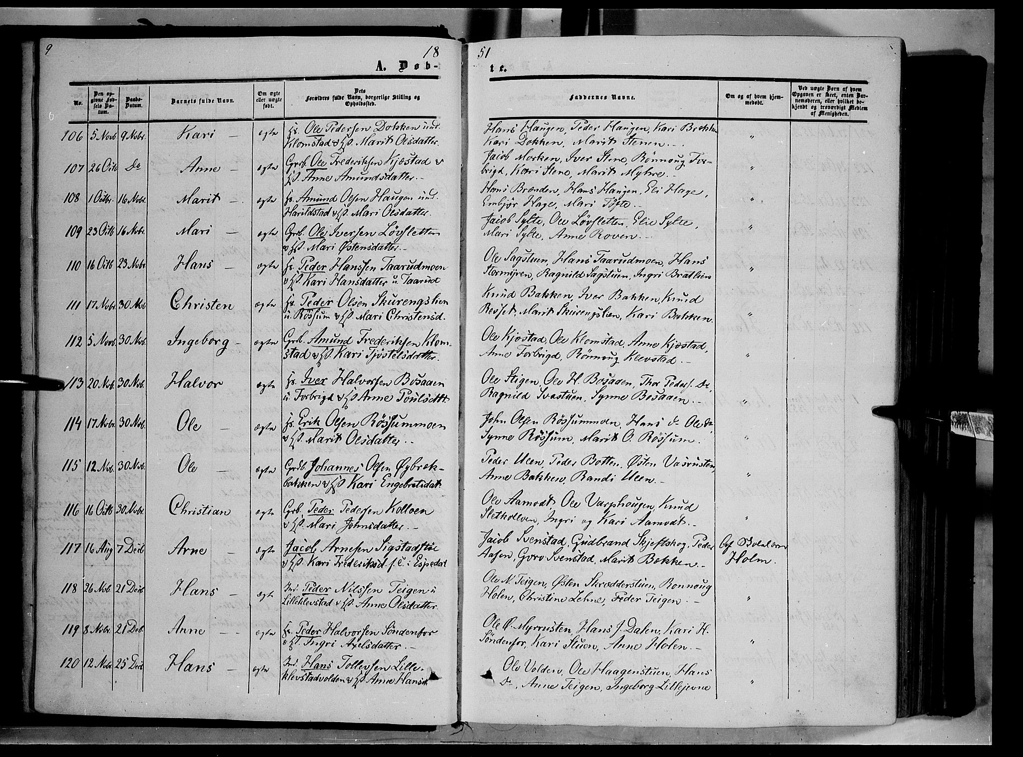 Nord-Fron prestekontor, SAH/PREST-080/H/Ha/Haa/L0001: Parish register (official) no. 1, 1851-1864, p. 9