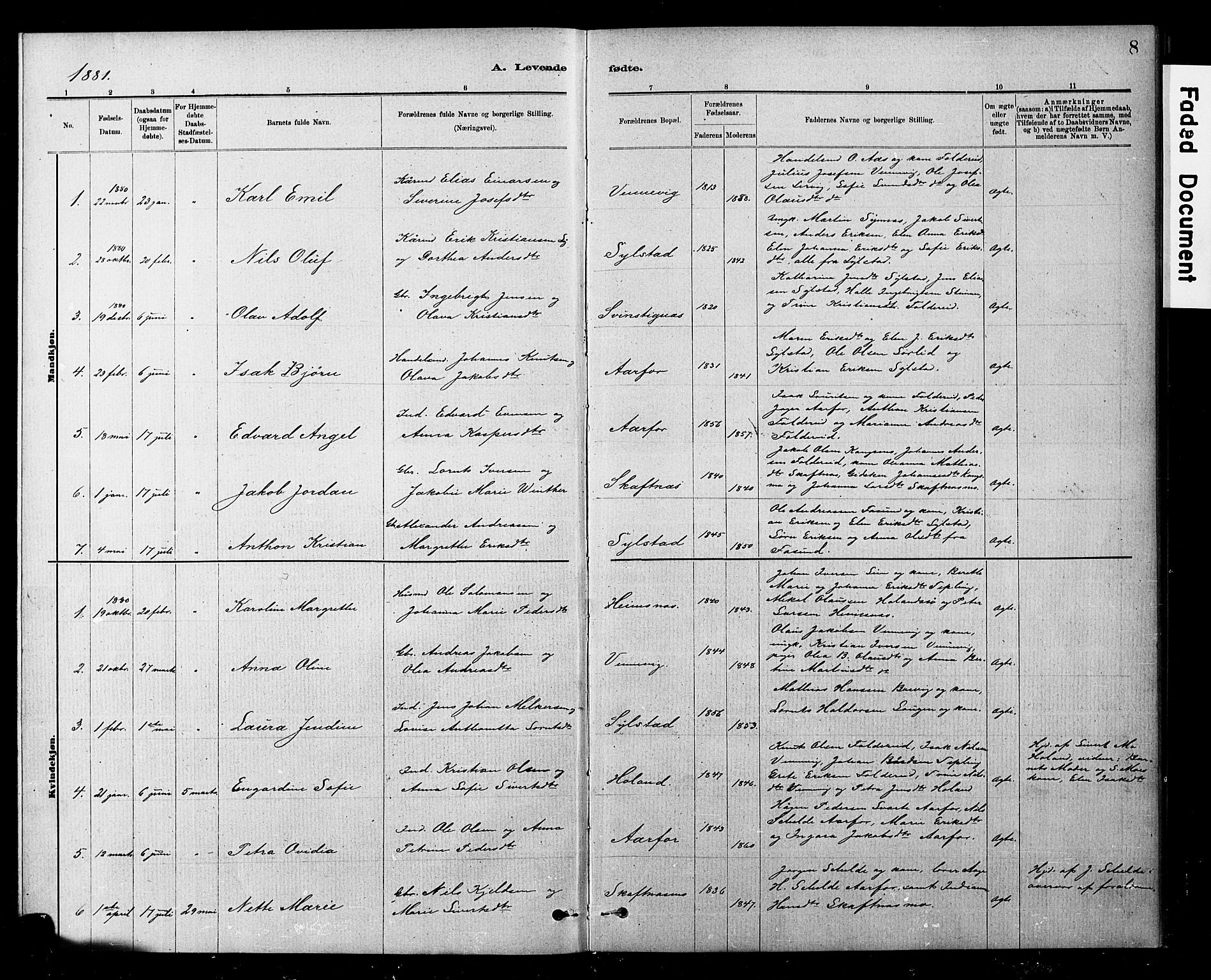 Ministerialprotokoller, klokkerbøker og fødselsregistre - Nord-Trøndelag, SAT/A-1458/783/L0661: Parish register (copy) no. 783C01, 1878-1893, p. 8