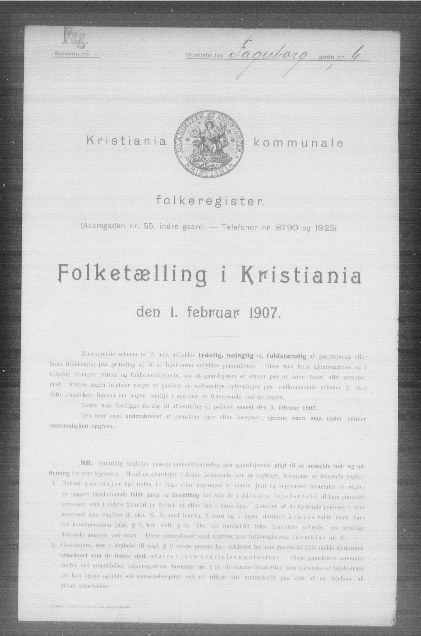 OBA, Municipal Census 1907 for Kristiania, 1907, p. 11581