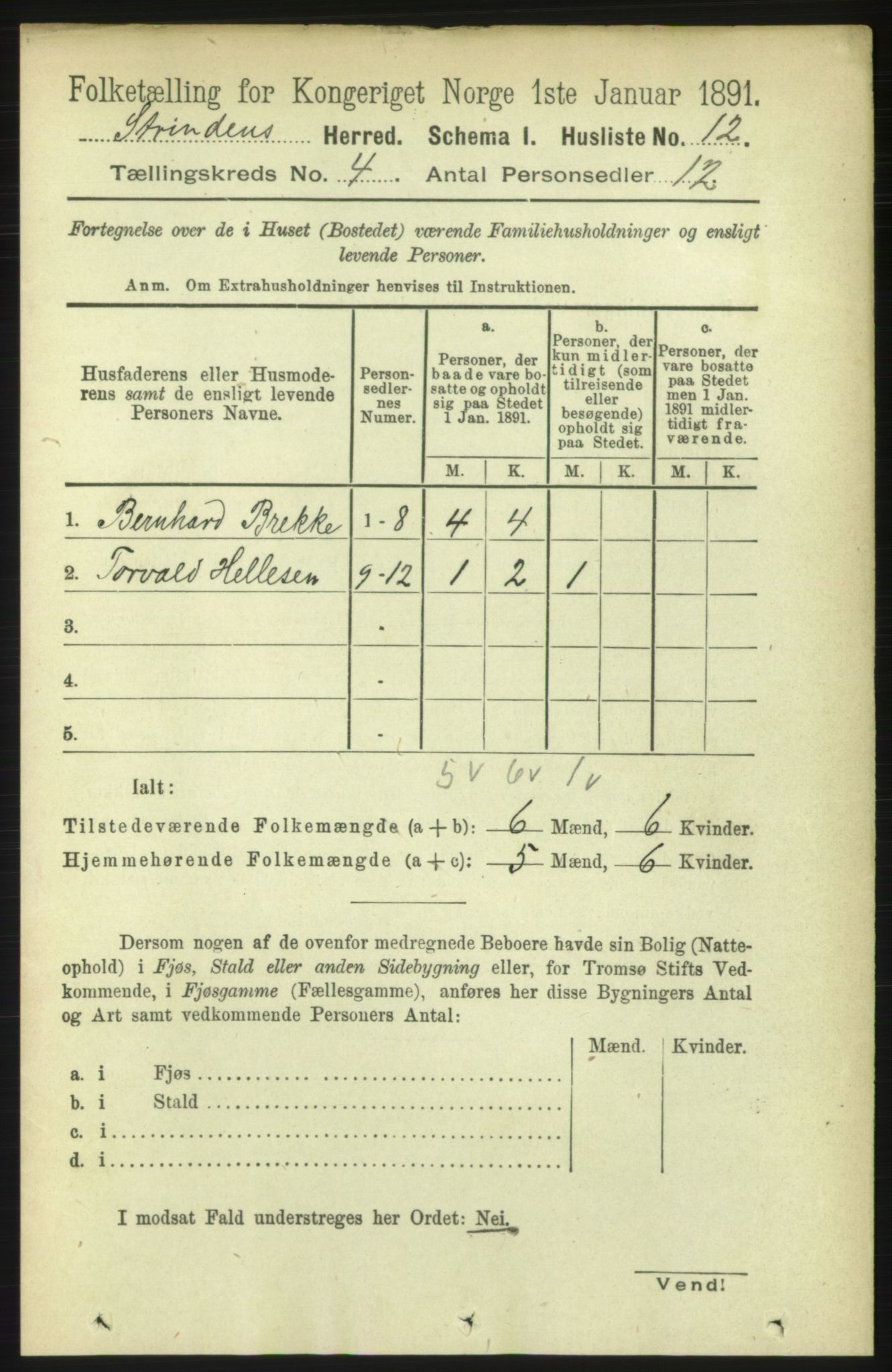 RA, 1891 census for 1660 Strinda, 1891, p. 3784
