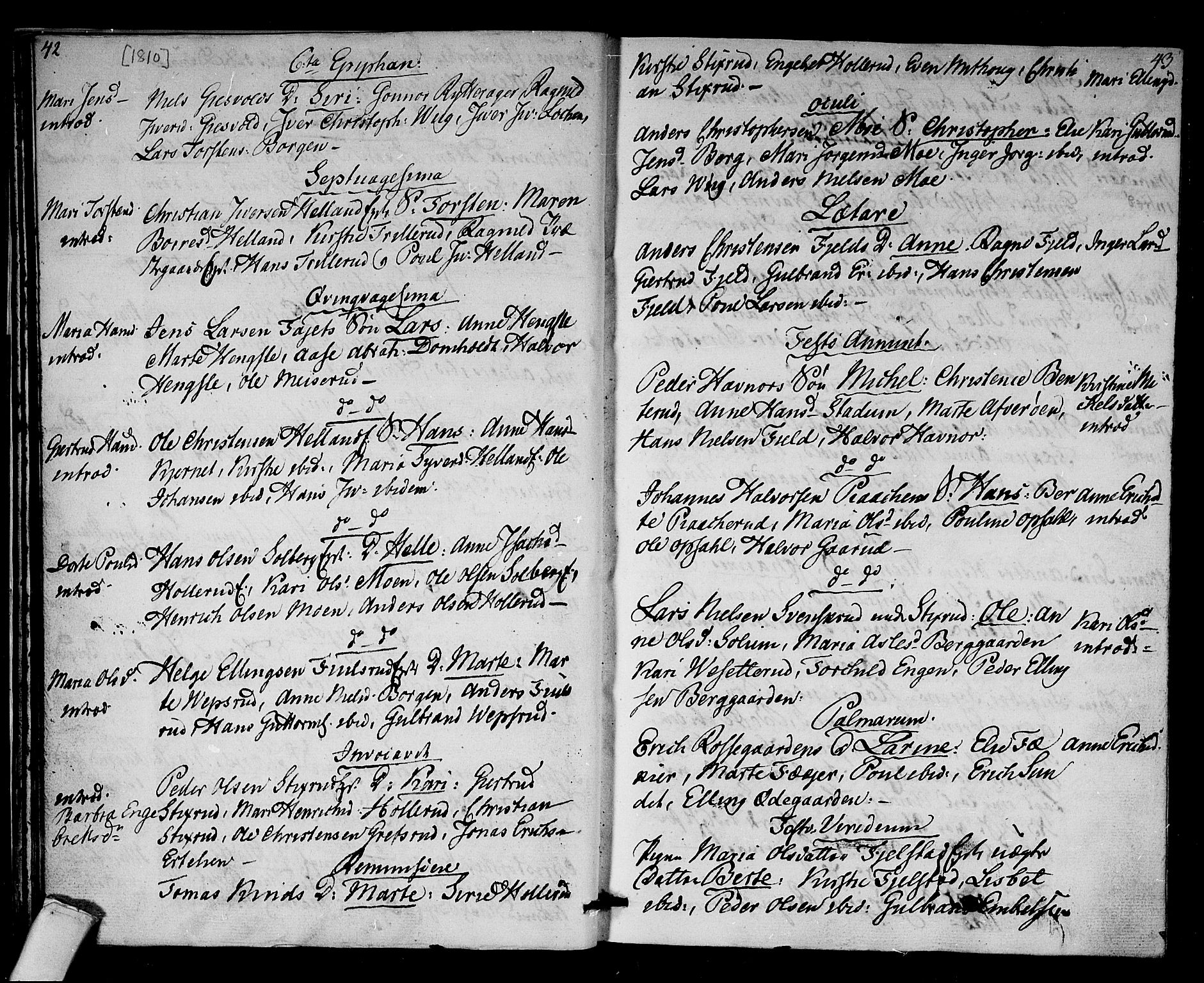 Hole kirkebøker, SAKO/A-228/F/Fa/L0003: Parish register (official) no. I 3, 1805-1814, p. 42-43
