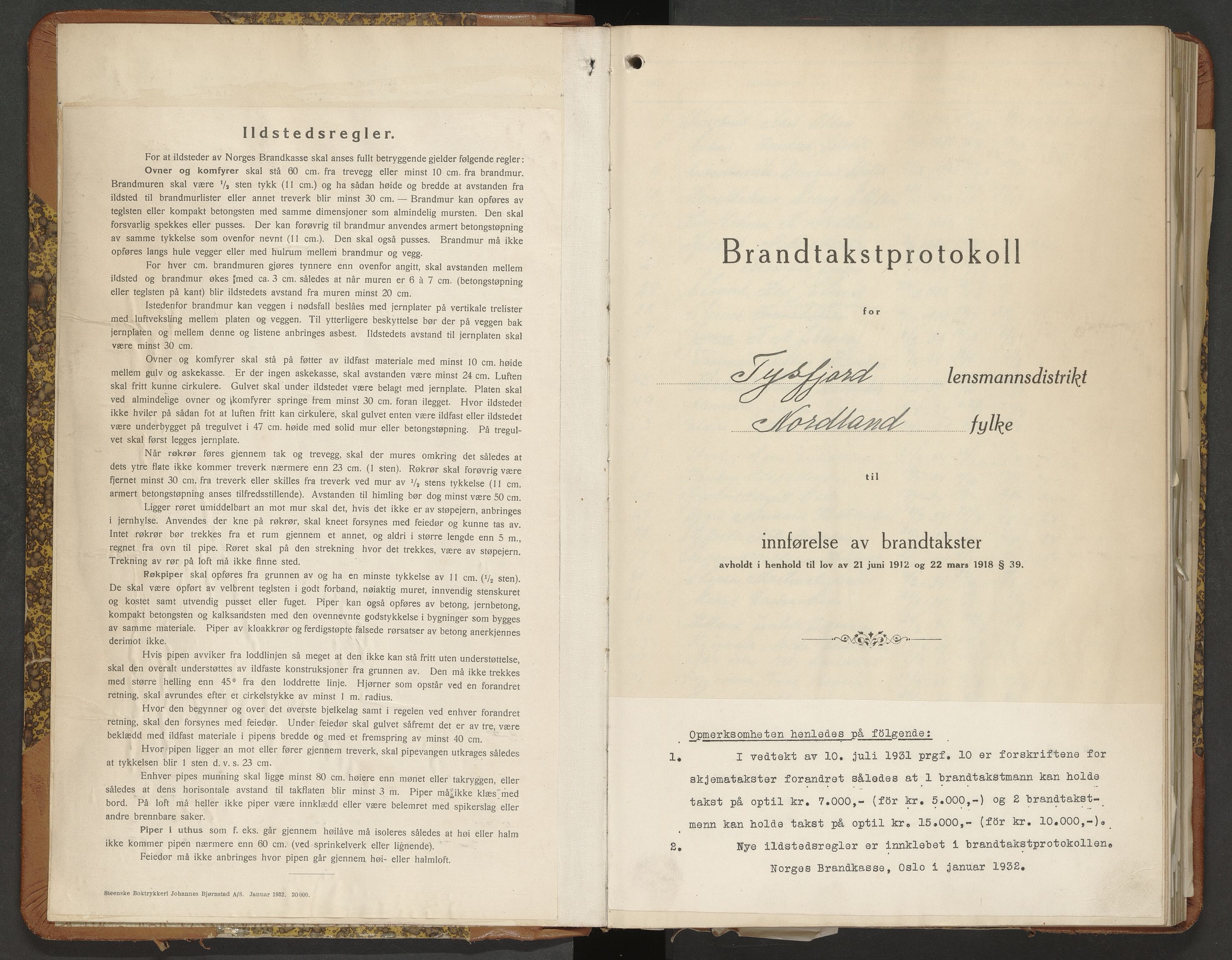 Norges Brannkasse Tysfjord, AV/SAT-A-5581/Fa/L0006: Branntakstprotokoll med skjema, 1933-1938