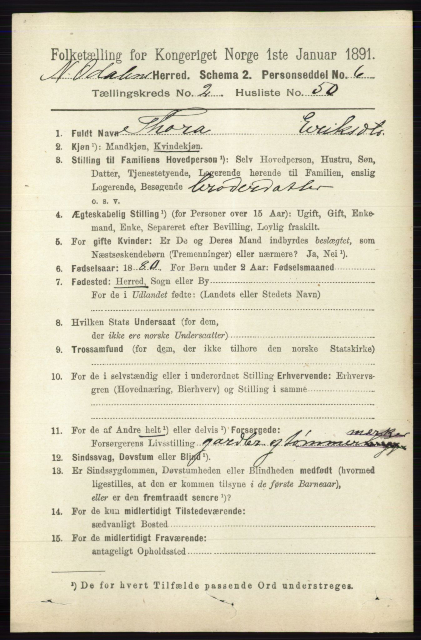 RA, 1891 census for 0418 Nord-Odal, 1891, p. 755