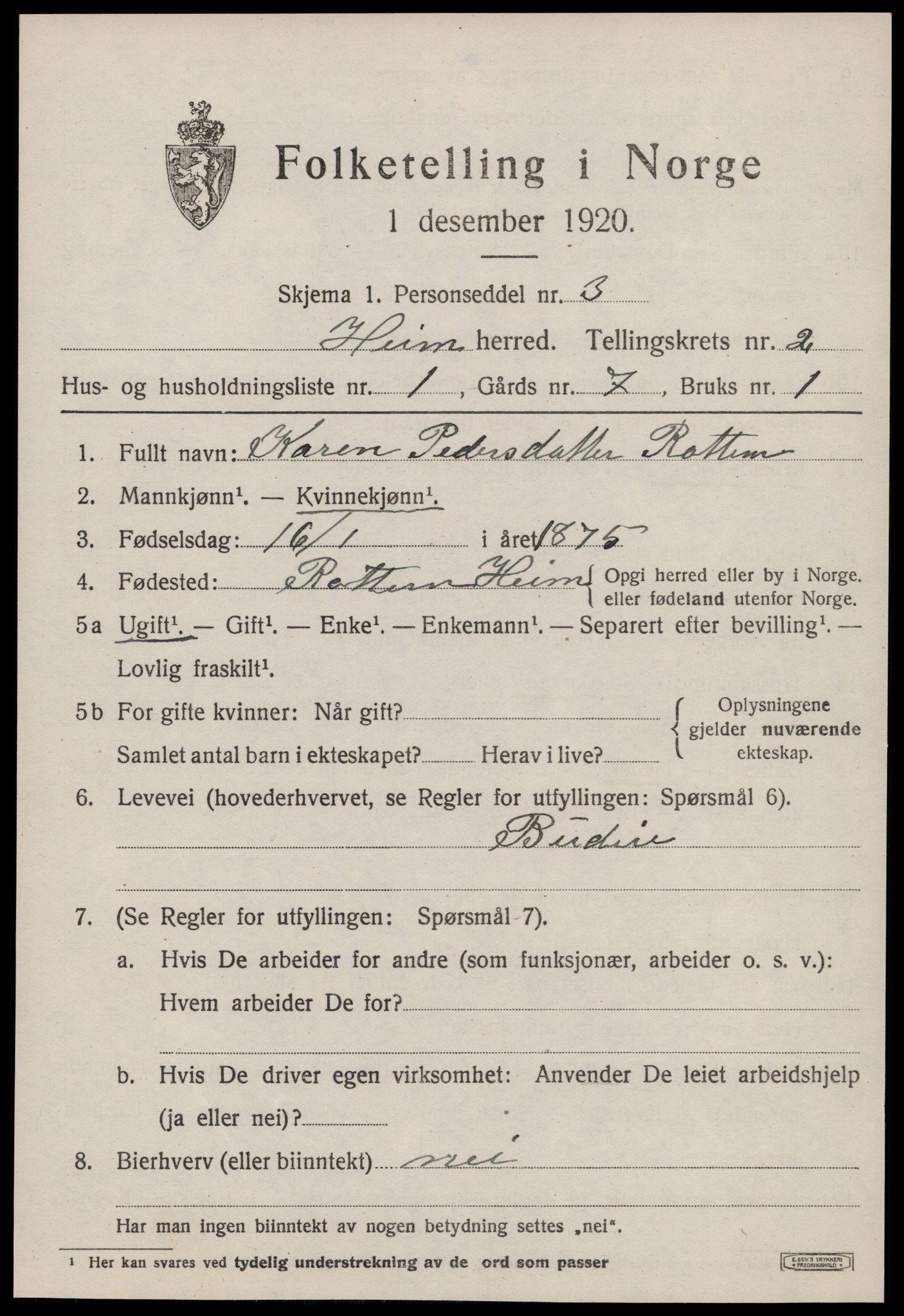 SAT, 1920 census for Heim, 1920, p. 1379