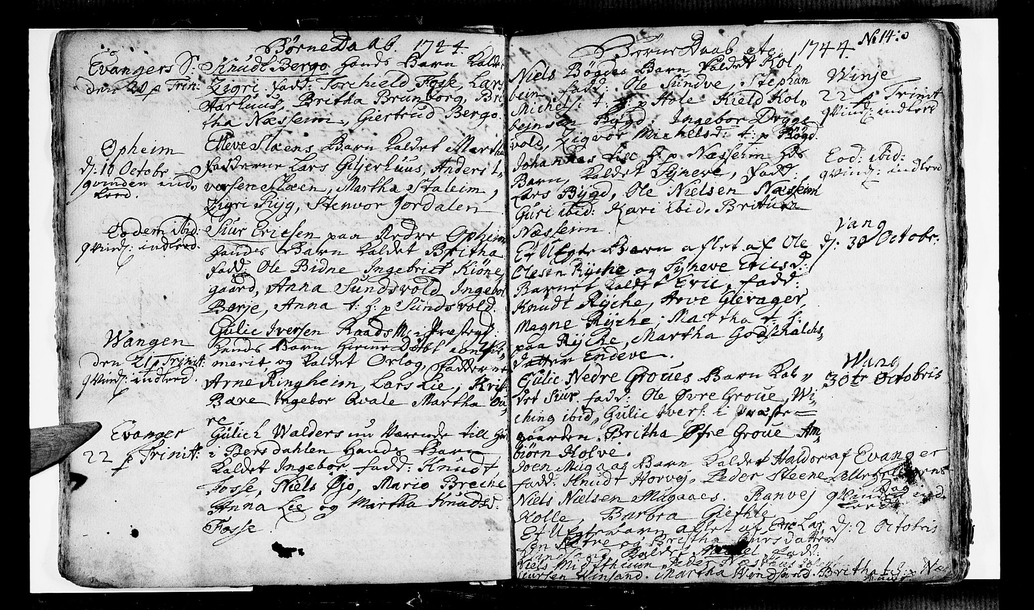 Voss sokneprestembete, AV/SAB-A-79001/H/Haa: Parish register (official) no. A 6, 1744-1752, p. 14