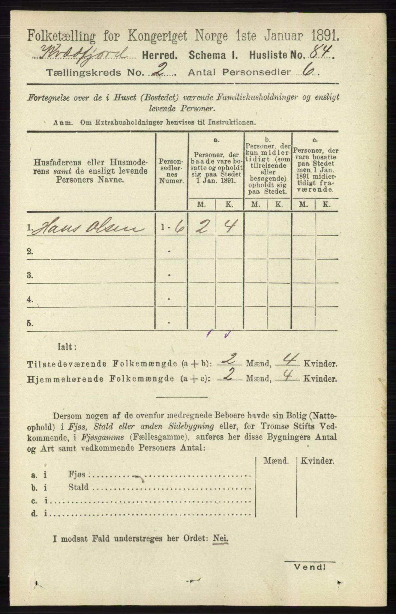 RA, 1891 census for 1911 Kvæfjord, 1891, p. 711