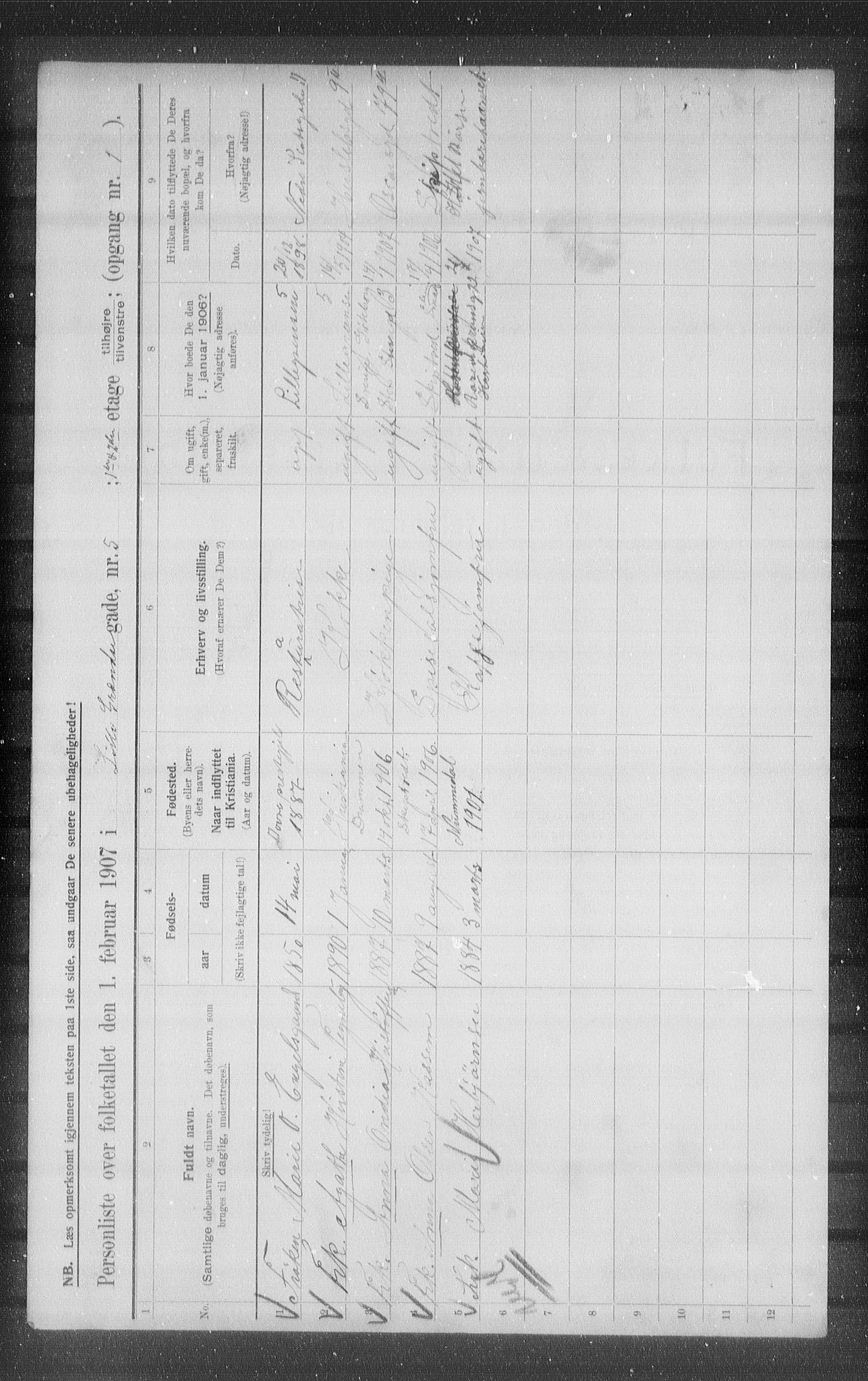 OBA, Municipal Census 1907 for Kristiania, 1907, p. 29623