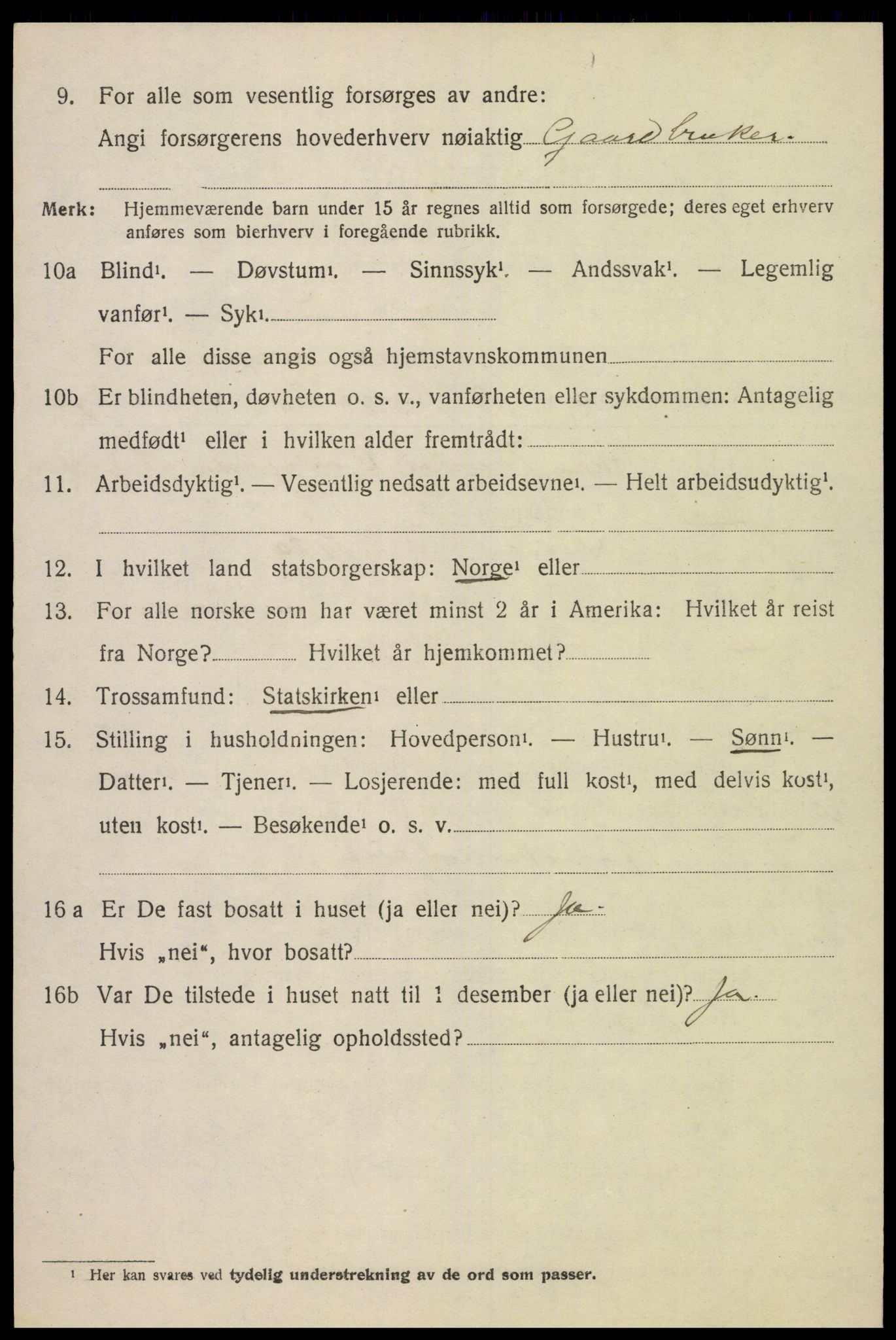 SAK, 1920 census for Holum, 1920, p. 2620