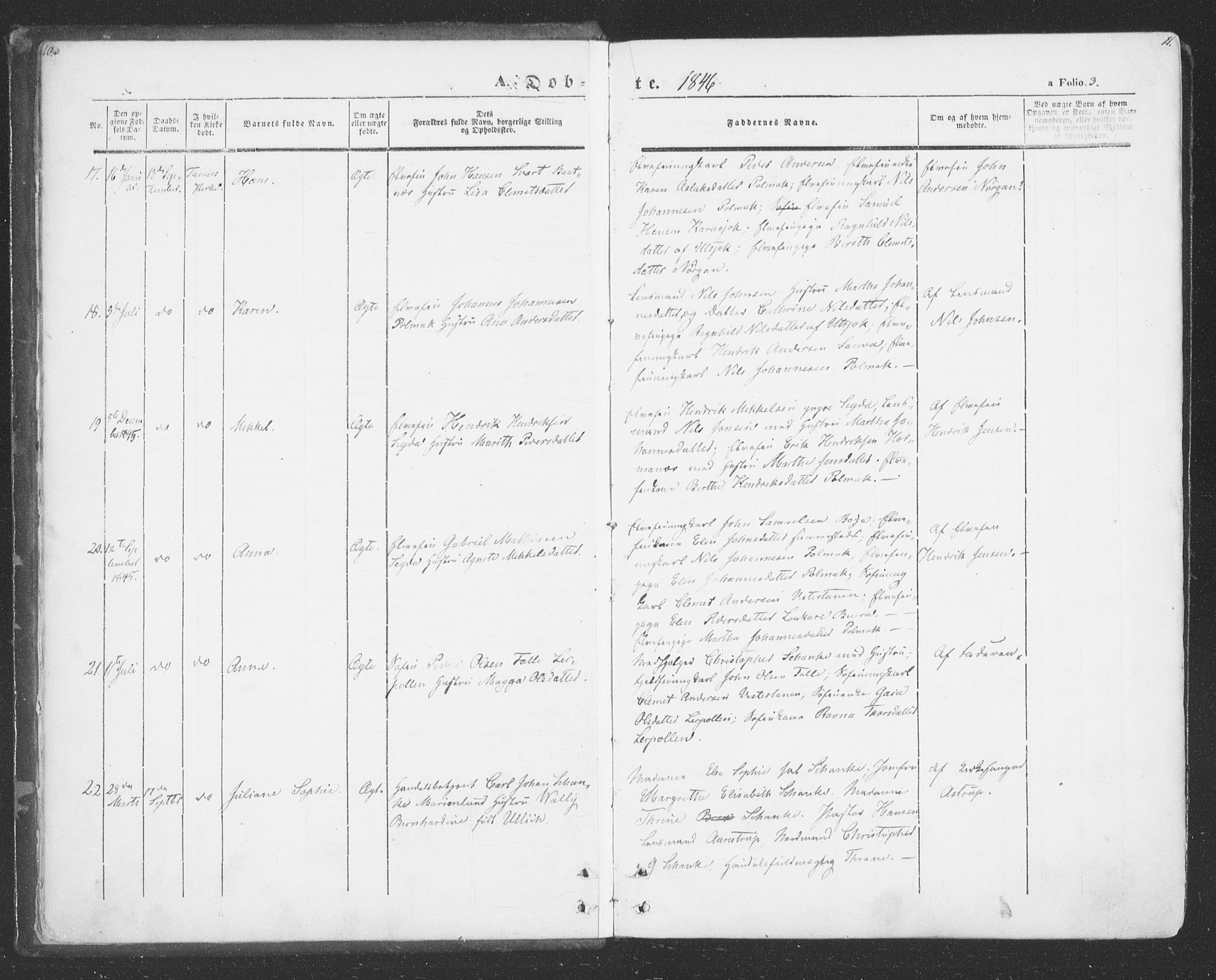 Tana sokneprestkontor, AV/SATØ-S-1334/H/Ha/L0001kirke: Parish register (official) no. 1, 1846-1861, p. 3