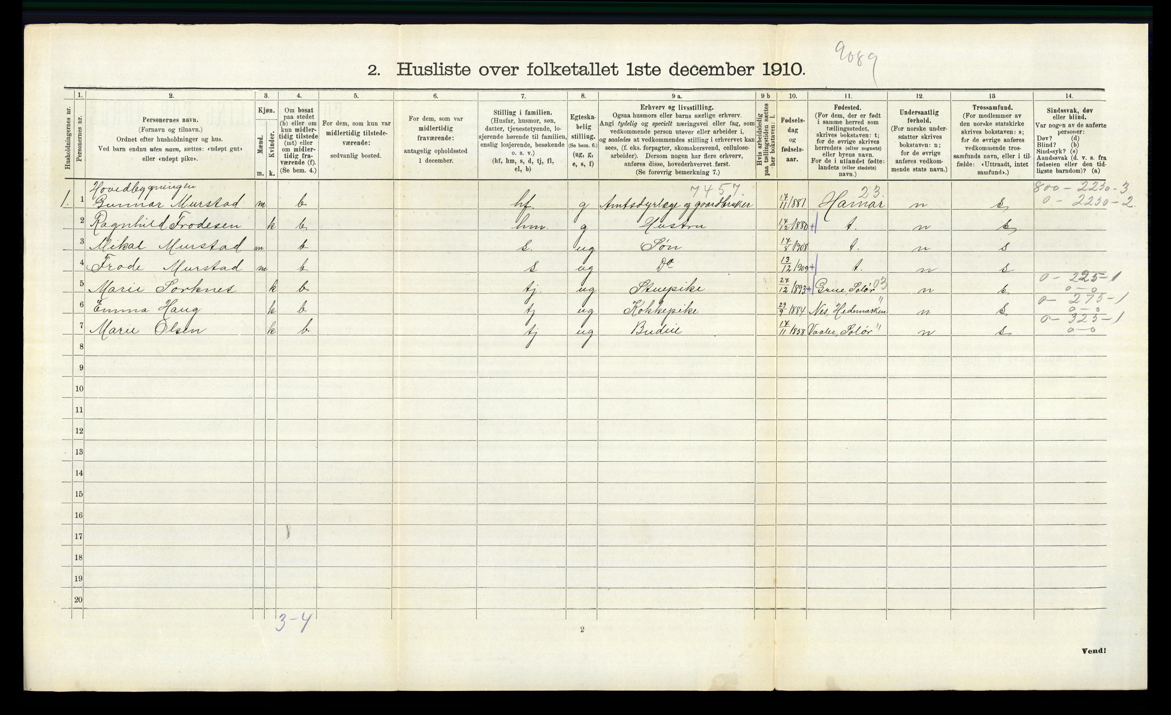 RA, 1910 census for Romedal, 1910, p. 338