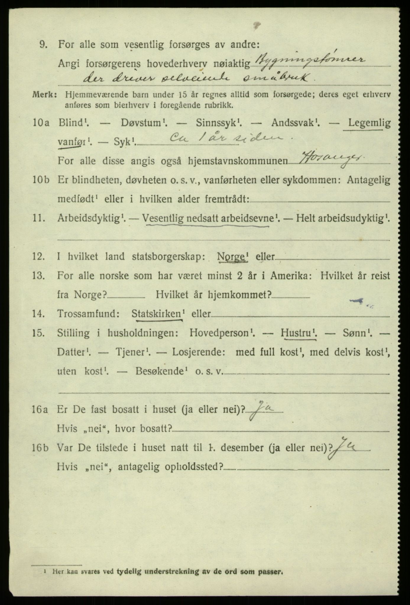 SAB, 1920 census for Hosanger, 1920, p. 3410