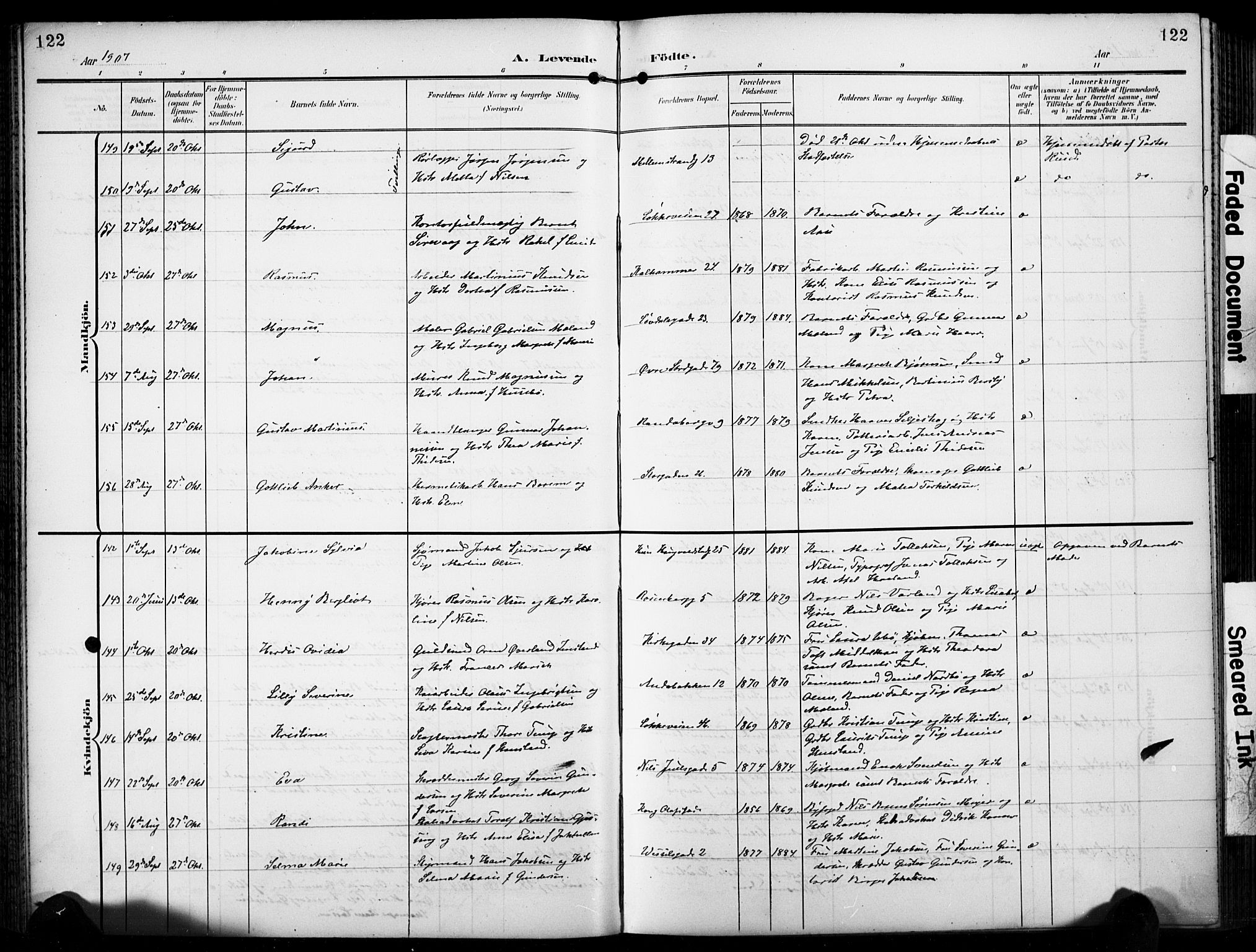 Domkirken sokneprestkontor, AV/SAST-A-101812/001/30/30BB/L0018: Parish register (copy) no. B 18, 1903-1915, p. 122