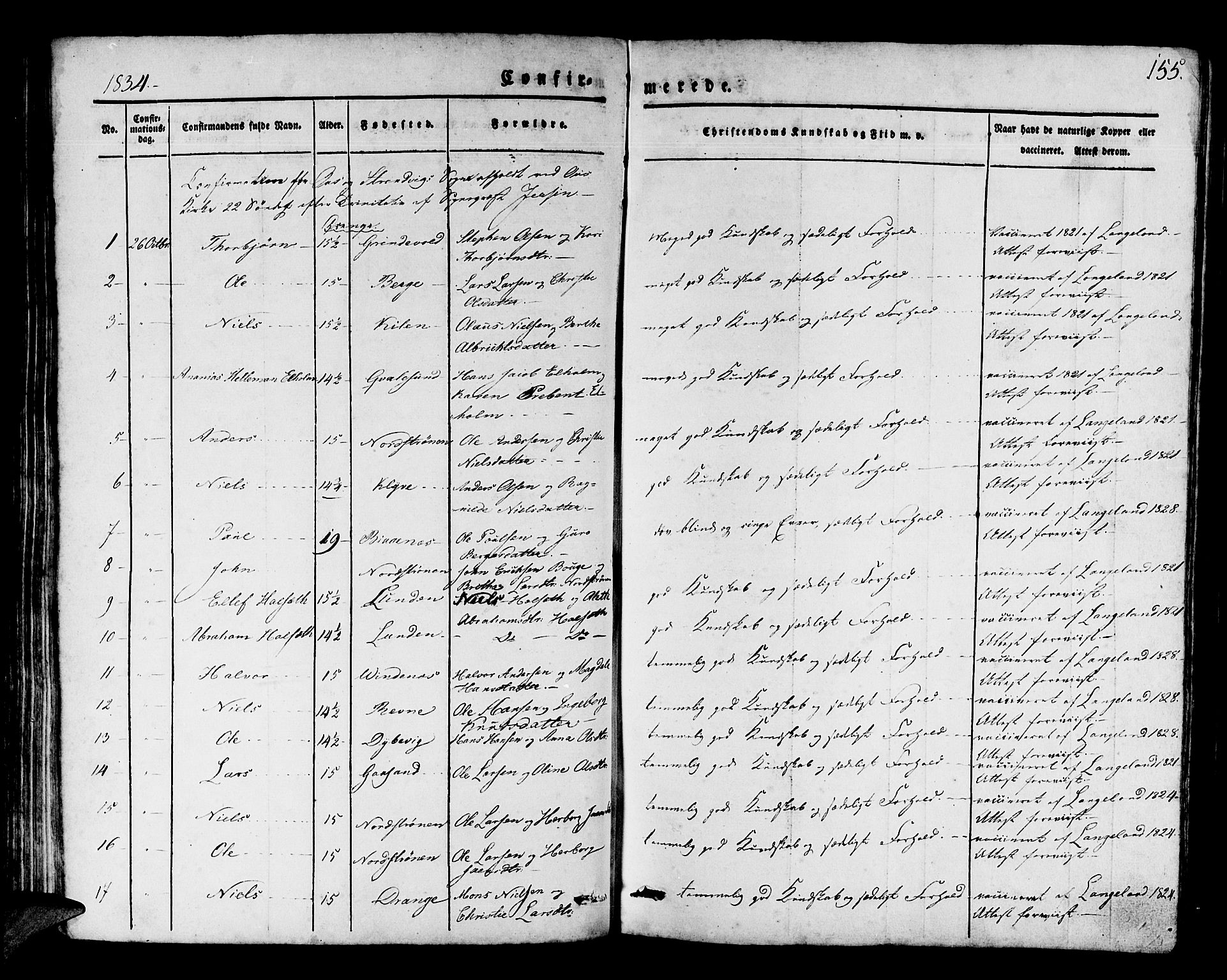 Os sokneprestembete, SAB/A-99929: Parish register (official) no. A 14, 1826-1839, p. 155
