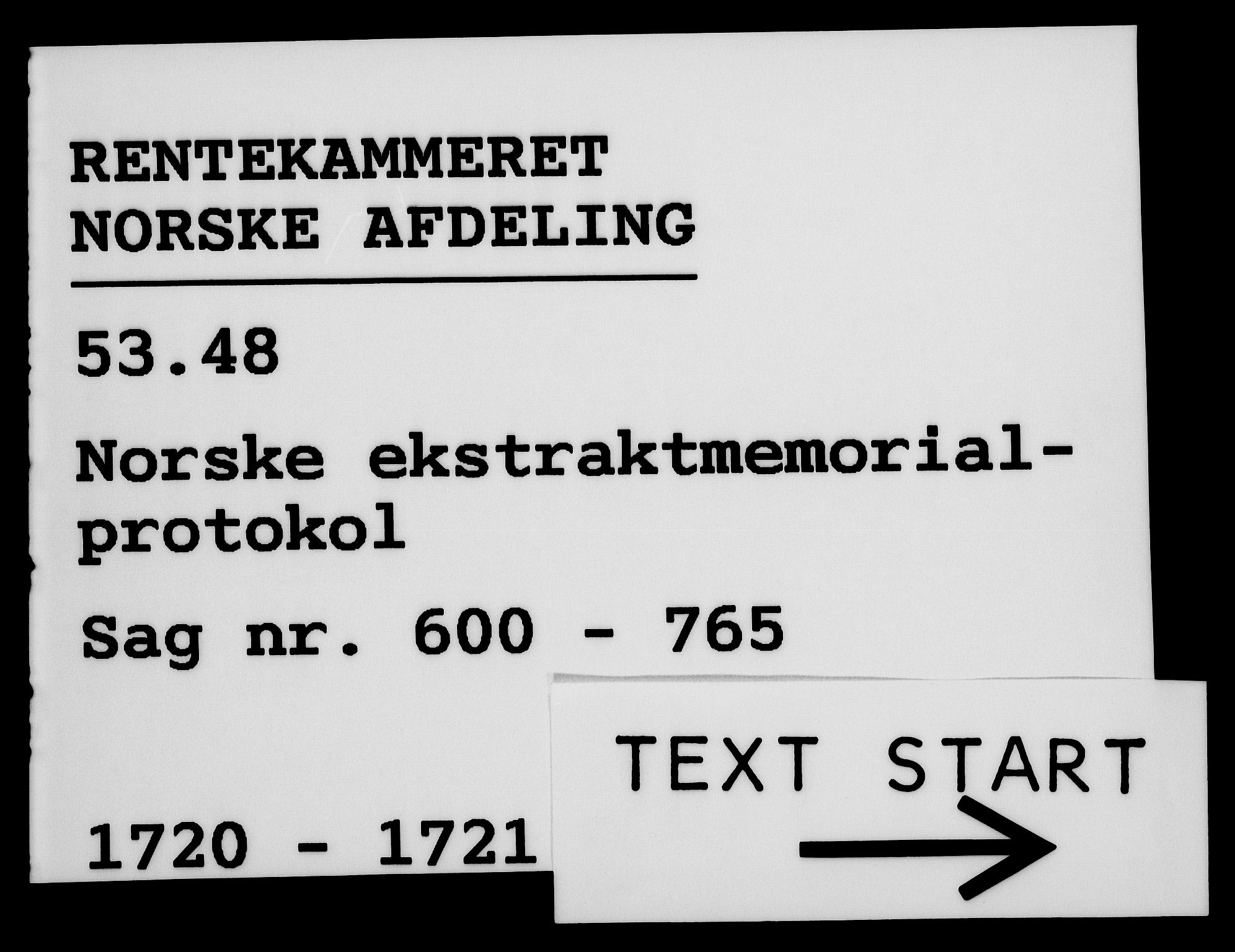 Rentekammeret, Kammerkanselliet, AV/RA-EA-3111/G/Gh/Gha/L0003: Norsk ekstraktmemorialprotokoll, sak. 600-765 (merket RK 53.48), 1720-1721