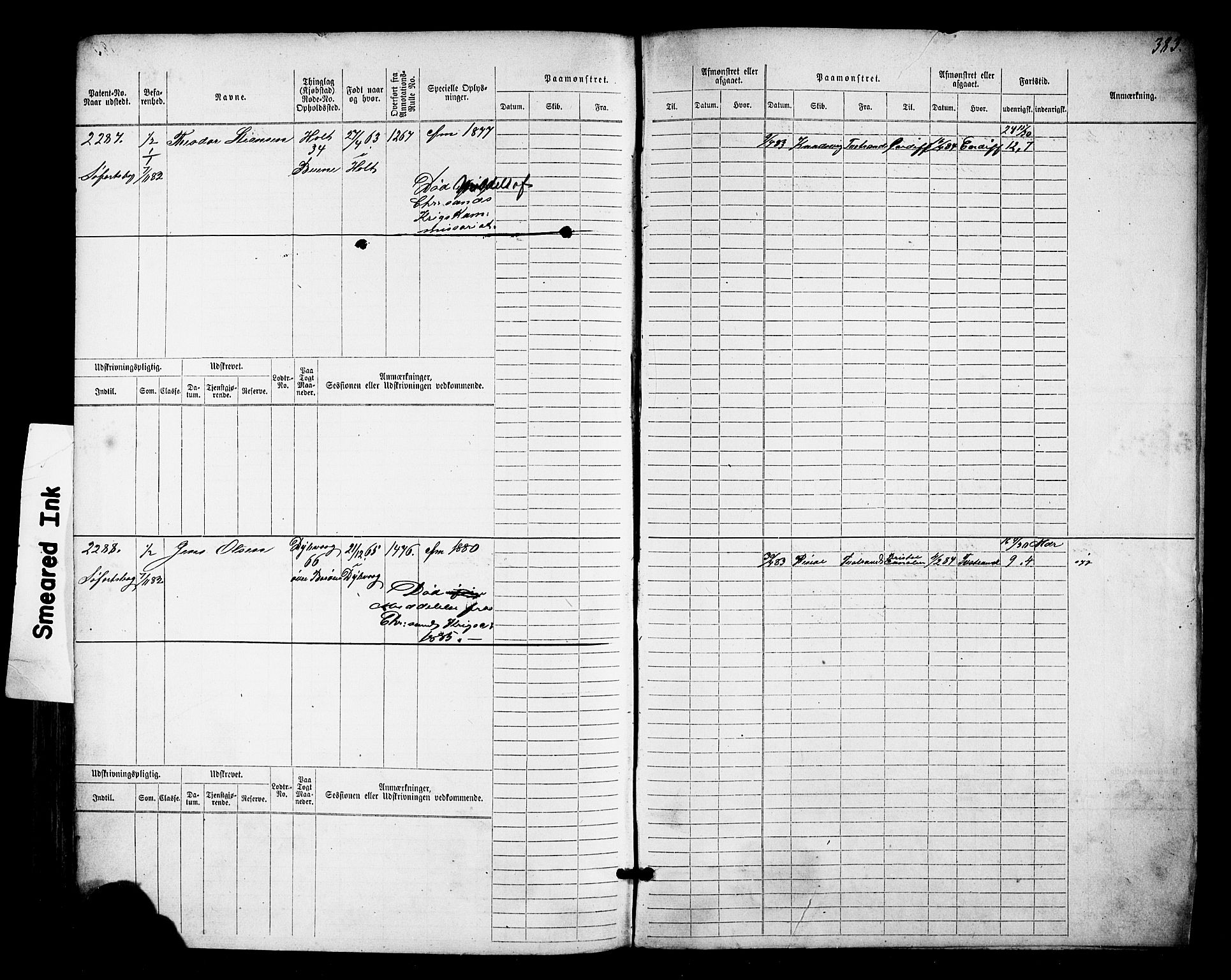 Tvedestrand mønstringskrets, AV/SAK-2031-0011/F/Fb/L0017: Hovedrulle nr 1533-2288, U-33, 1874-1882, p. 396