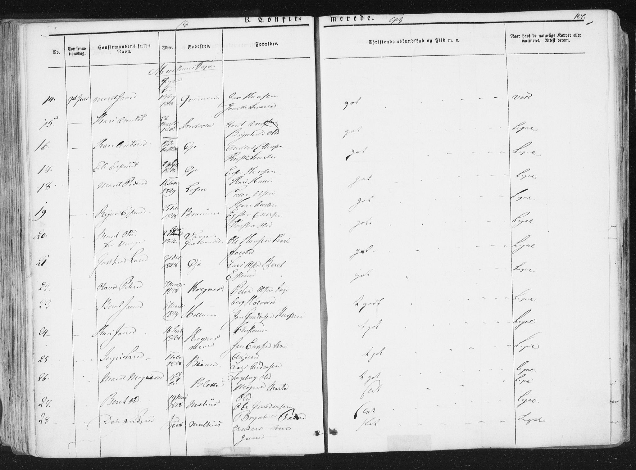 Ministerialprotokoller, klokkerbøker og fødselsregistre - Sør-Trøndelag, SAT/A-1456/691/L1074: Parish register (official) no. 691A06, 1842-1852, p. 187