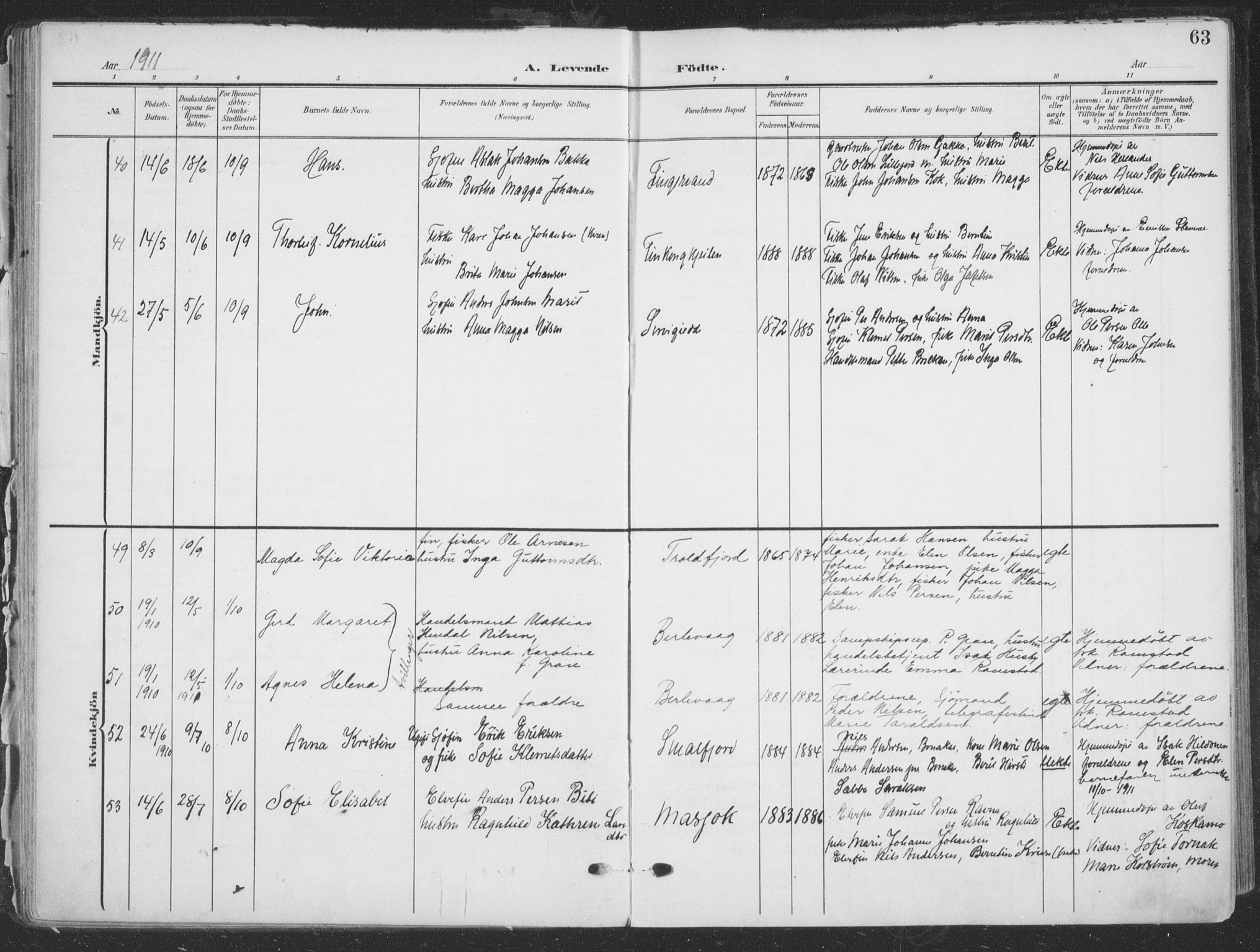 Tana sokneprestkontor, SATØ/S-1334/H/Ha/L0007kirke: Parish register (official) no. 7, 1904-1918, p. 63