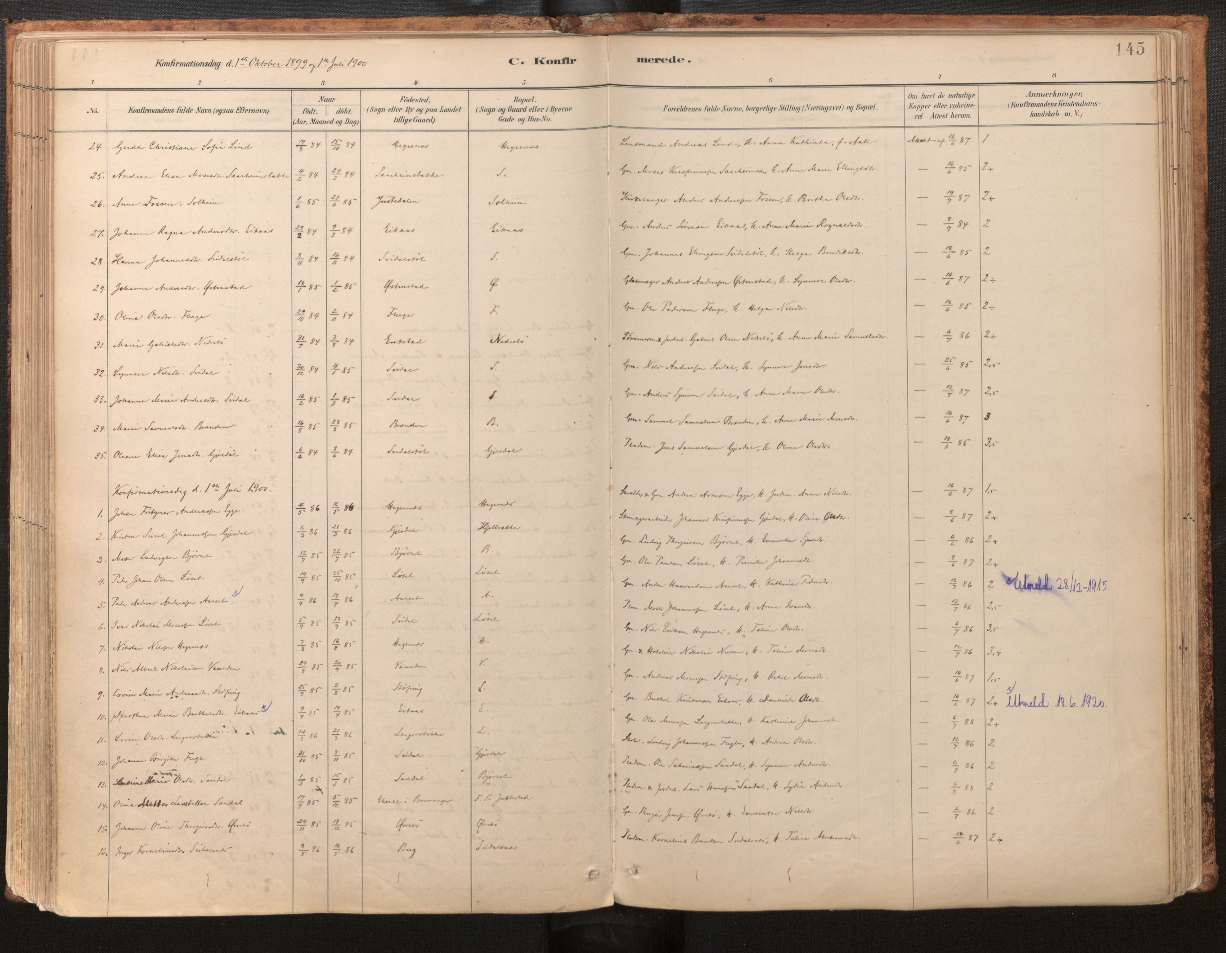 Jølster sokneprestembete, AV/SAB-A-80701/H/Haa/Haab/L0001: Parish register (official) no. B 1, 1882-1930, p. 145