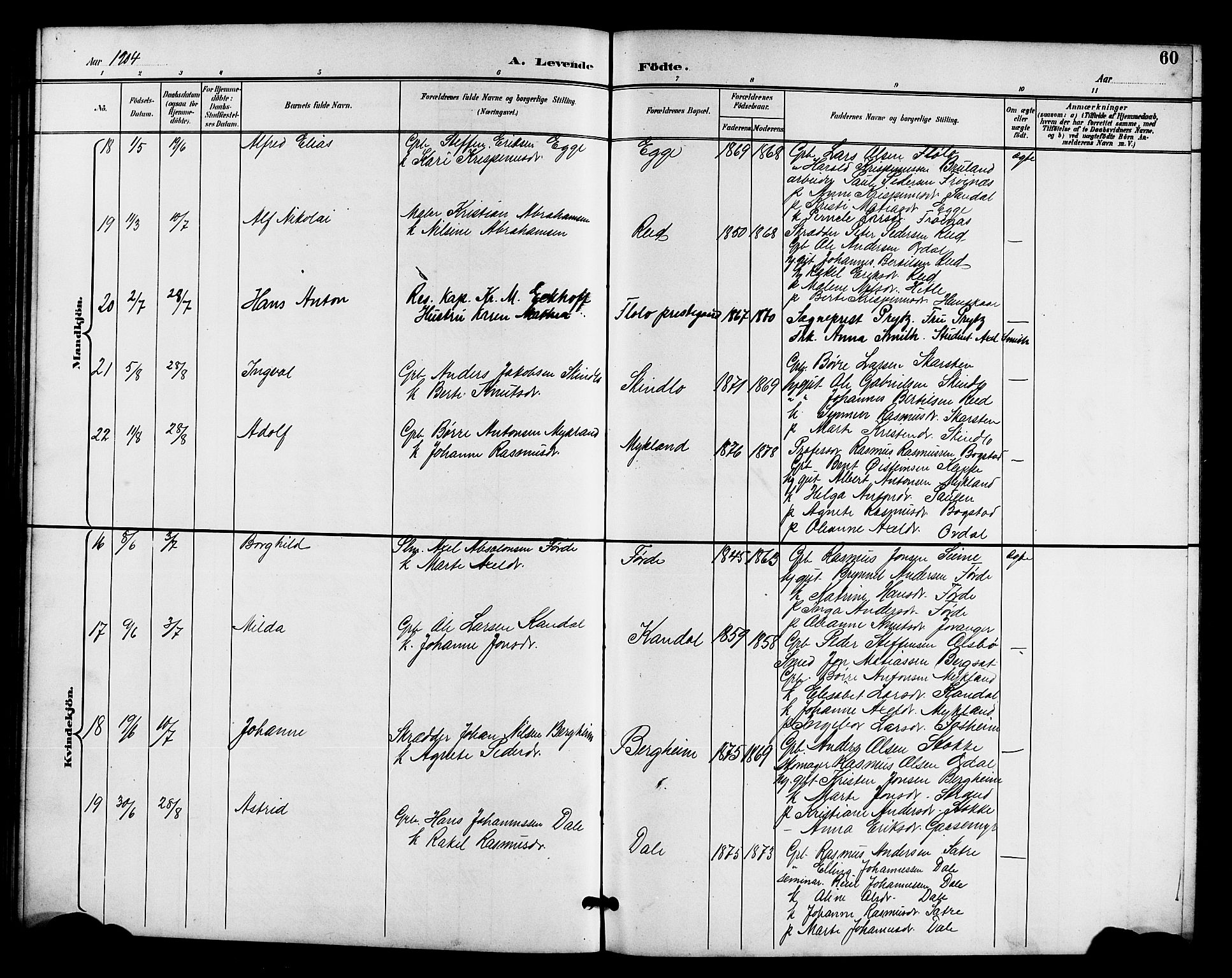 Gloppen sokneprestembete, AV/SAB-A-80101/H/Hab/Habc/L0002: Parish register (copy) no. C 2, 1896-1910, p. 60