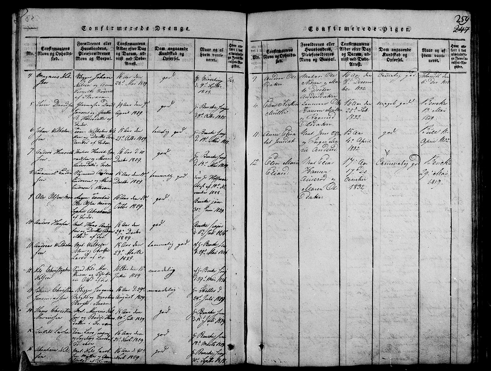 Stavern kirkebøker, SAKO/A-318/G/Ga/L0001: Parish register (copy) no. 1, 1817-1841, p. 259