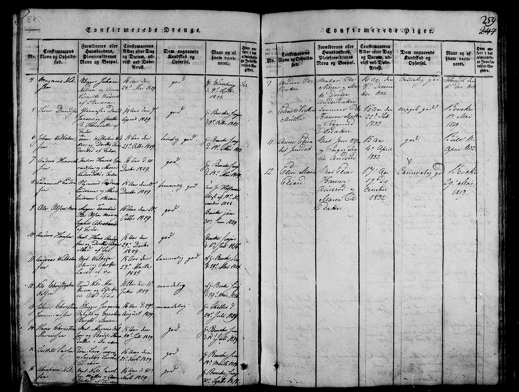 Stavern kirkebøker, AV/SAKO-A-318/G/Ga/L0001: Parish register (copy) no. 1, 1817-1841, p. 259