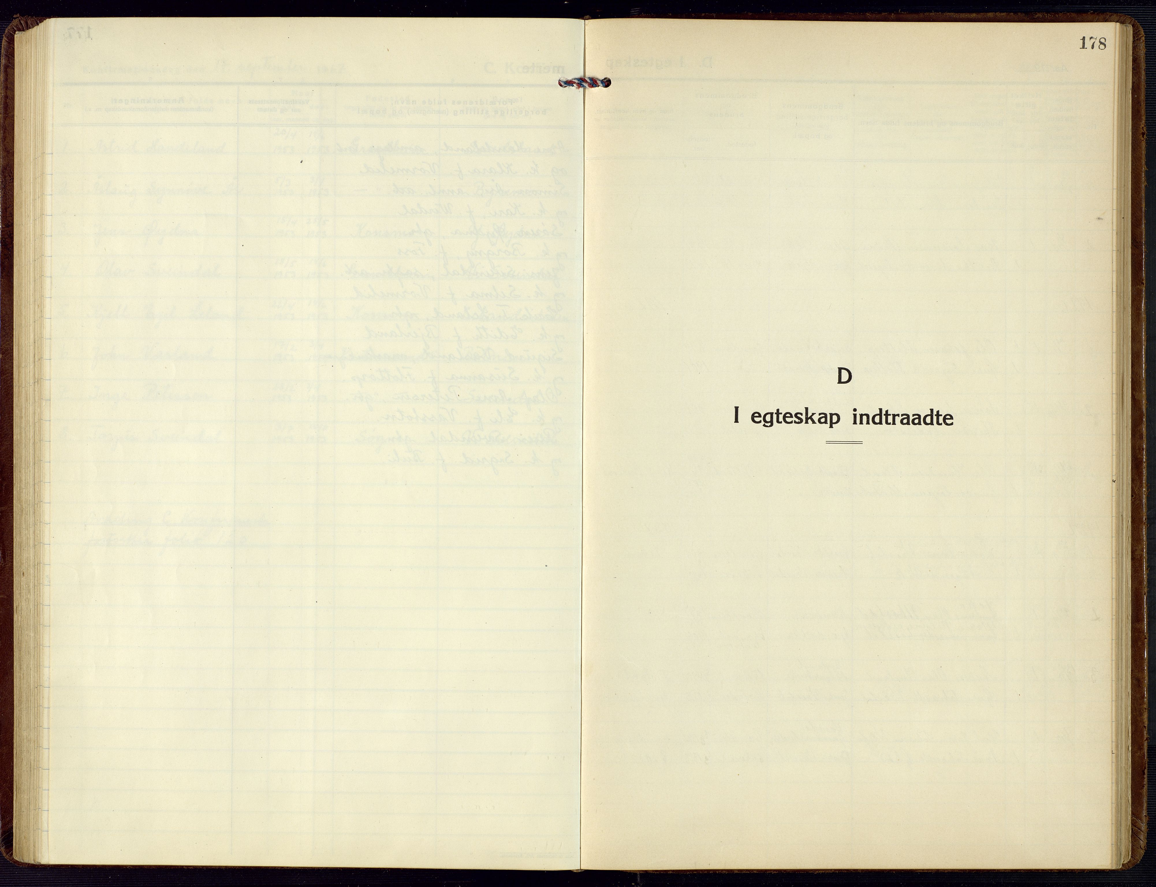 Bjelland sokneprestkontor, SAK/1111-0005/F/Fb/Fbc/L0004: Parish register (copy) no. B 4, 1921-1978, p. 178
