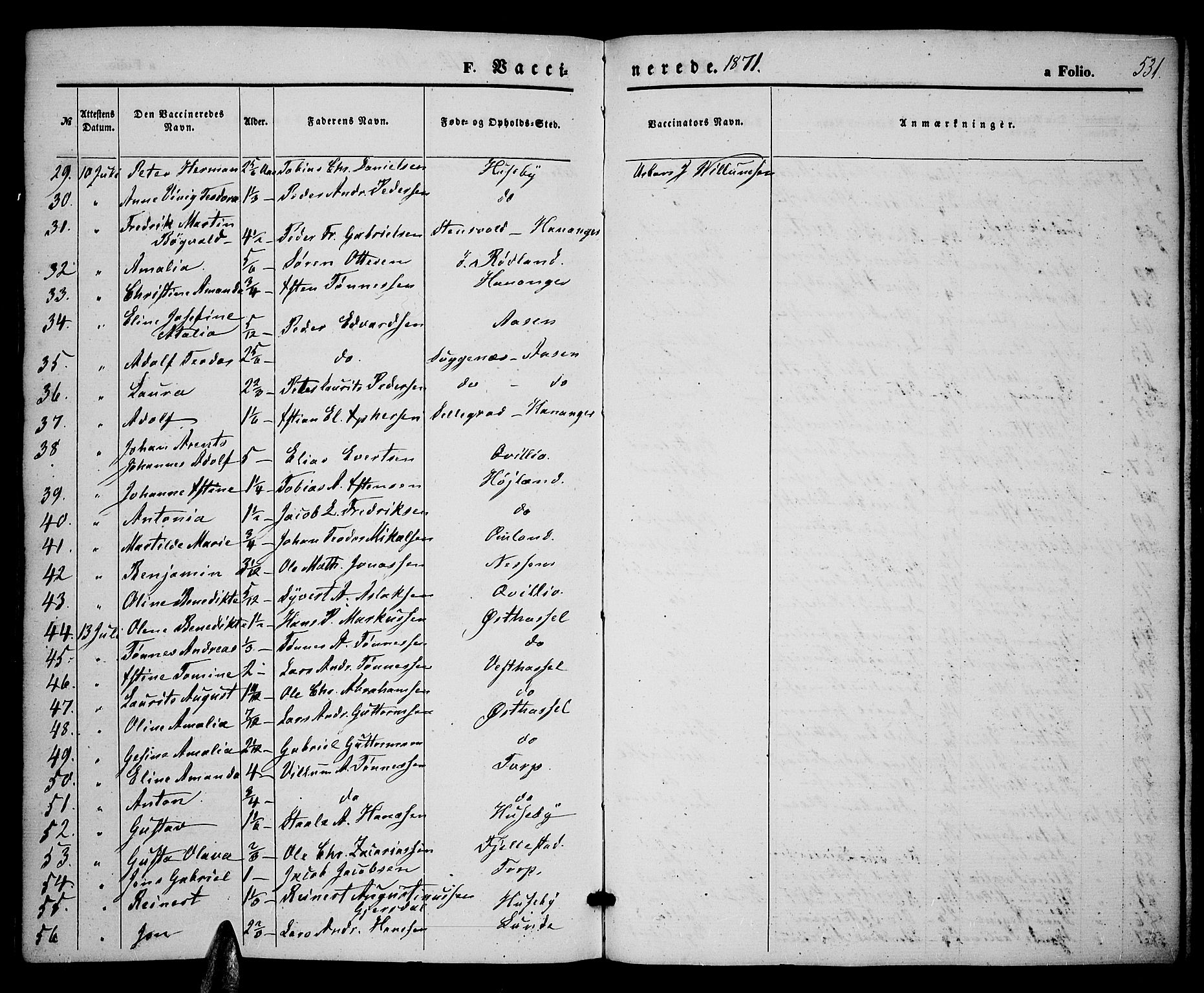 Lista sokneprestkontor, AV/SAK-1111-0027/F/Fb/L0003: Parish register (copy) no. B 3, 1862-1877, p. 531