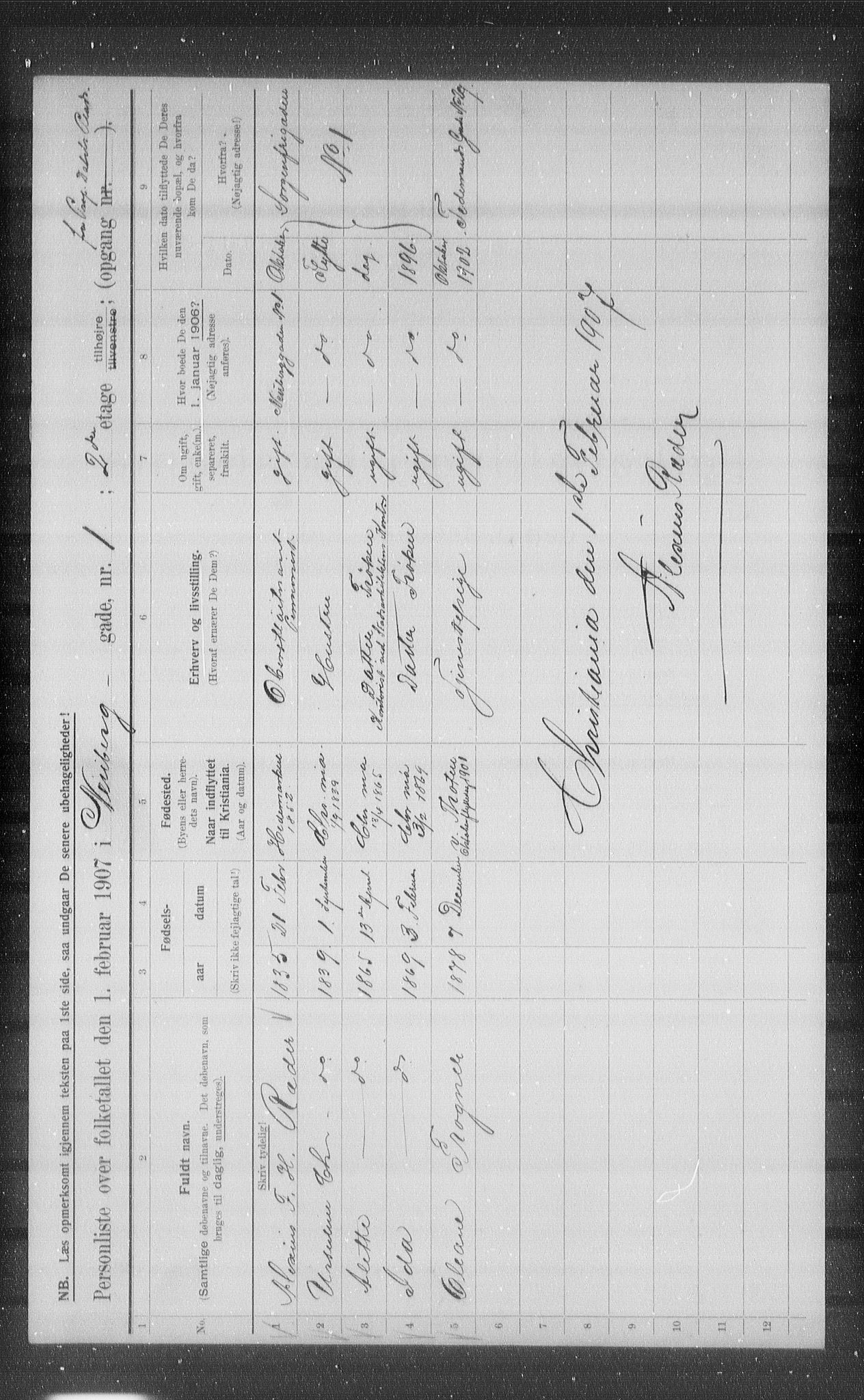 OBA, Municipal Census 1907 for Kristiania, 1907, p. 35618