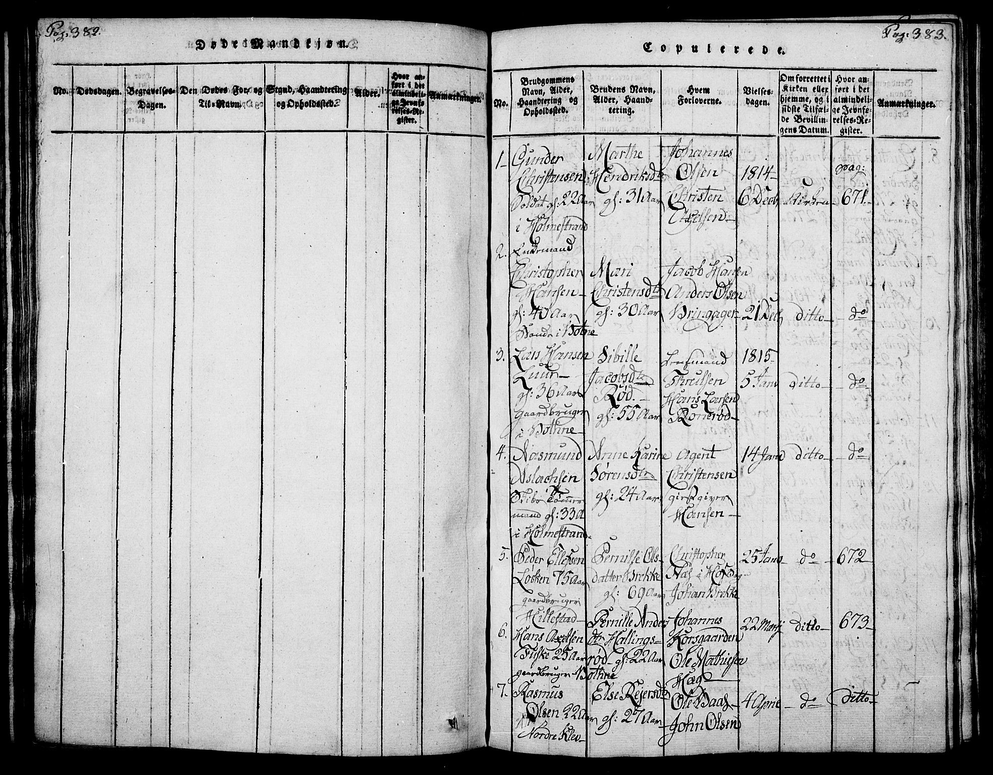 Botne kirkebøker, SAKO/A-340/F/Fa/L0005: Parish register (official) no. I 5, 1814-1836, p. 382-383