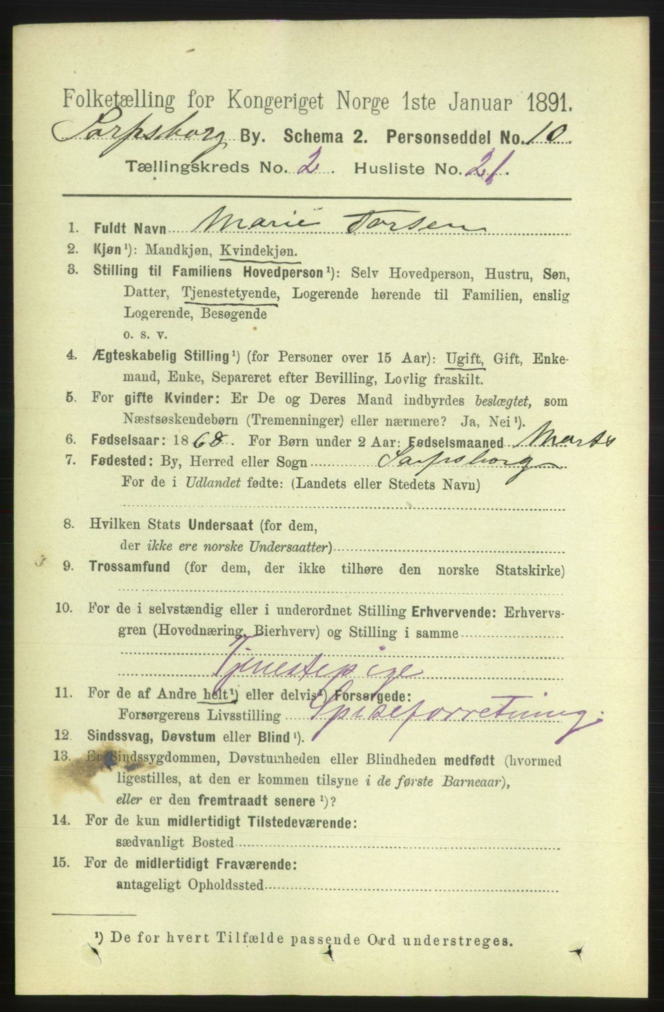 RA, 1891 census for 0102 Sarpsborg, 1891, p. 1469